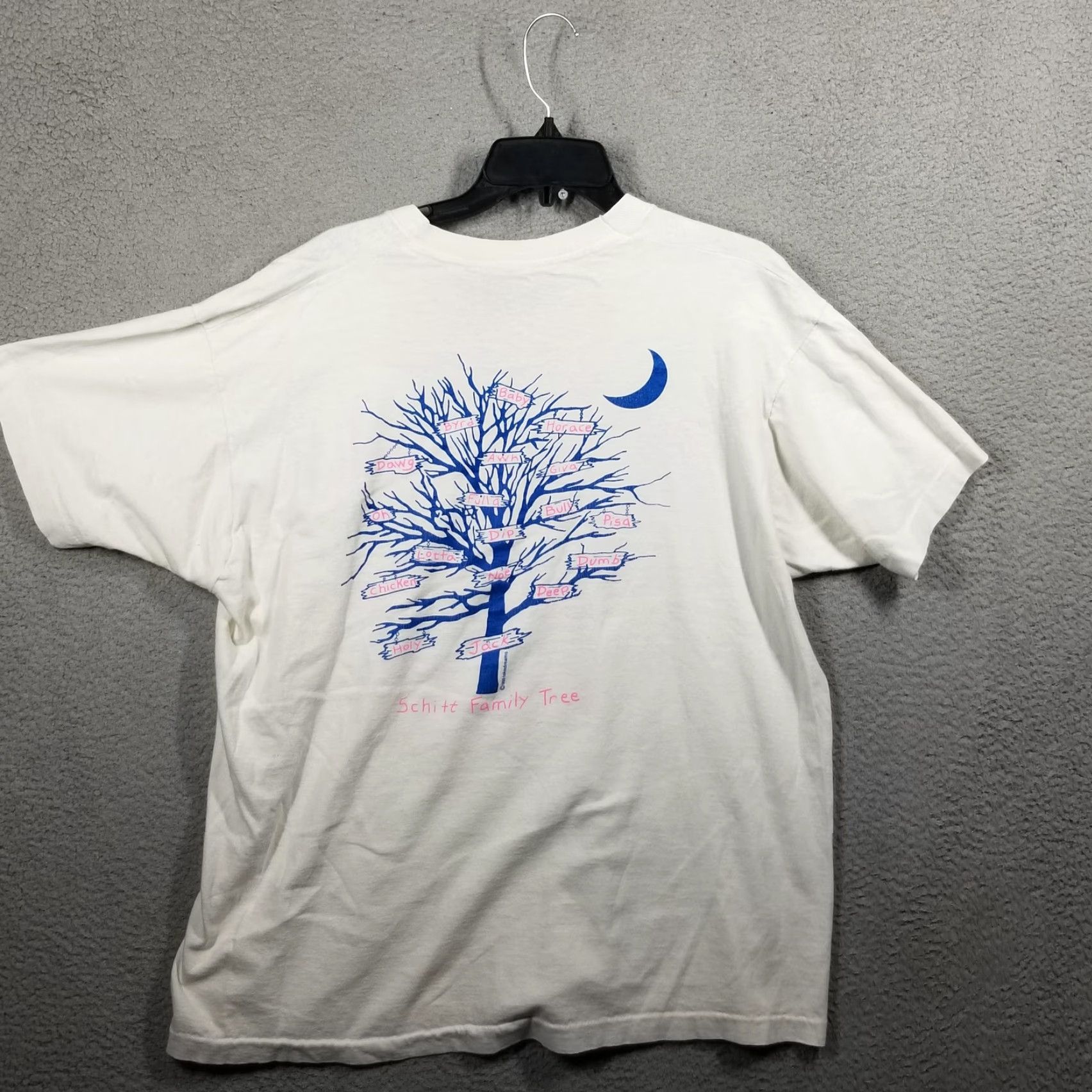 Fruit Of The Loom VINTAGE Jack Schitt Family Tree Shirt Mens XL White Made USA 1989 Graphic 80s Size US XL / EU 56 / 4 - 3 Thumbnail
