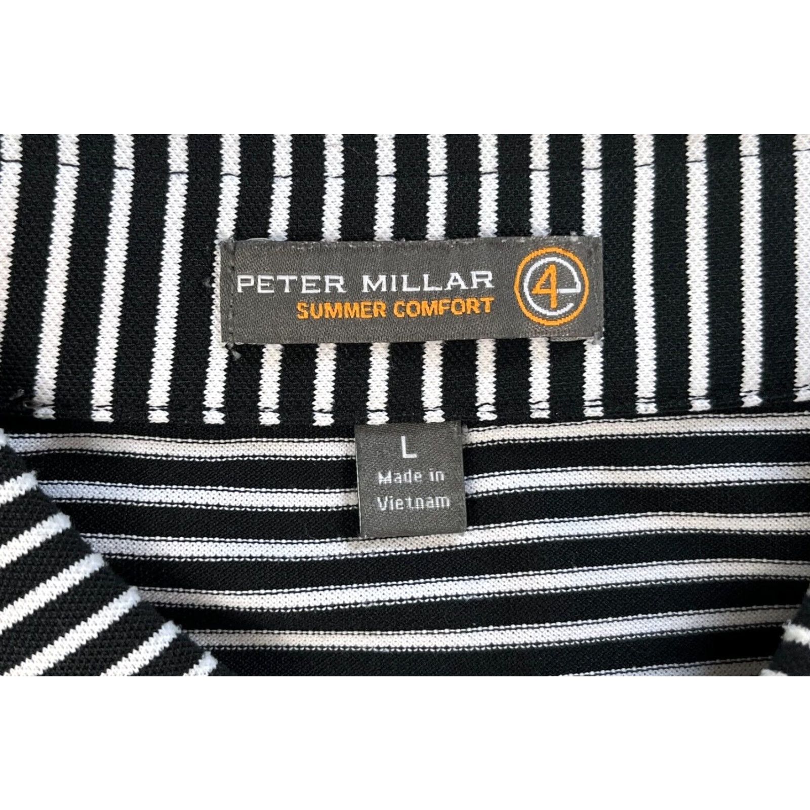 Peter Millar VINTAGE Peter Millar Summer Comfort Polo Shirt Striped Sz L Men's Polo Shirt White Black 90s golf walking Pockets Stretch Mens Size US L / EU 52-54 / 3 - 4 Thumbnail