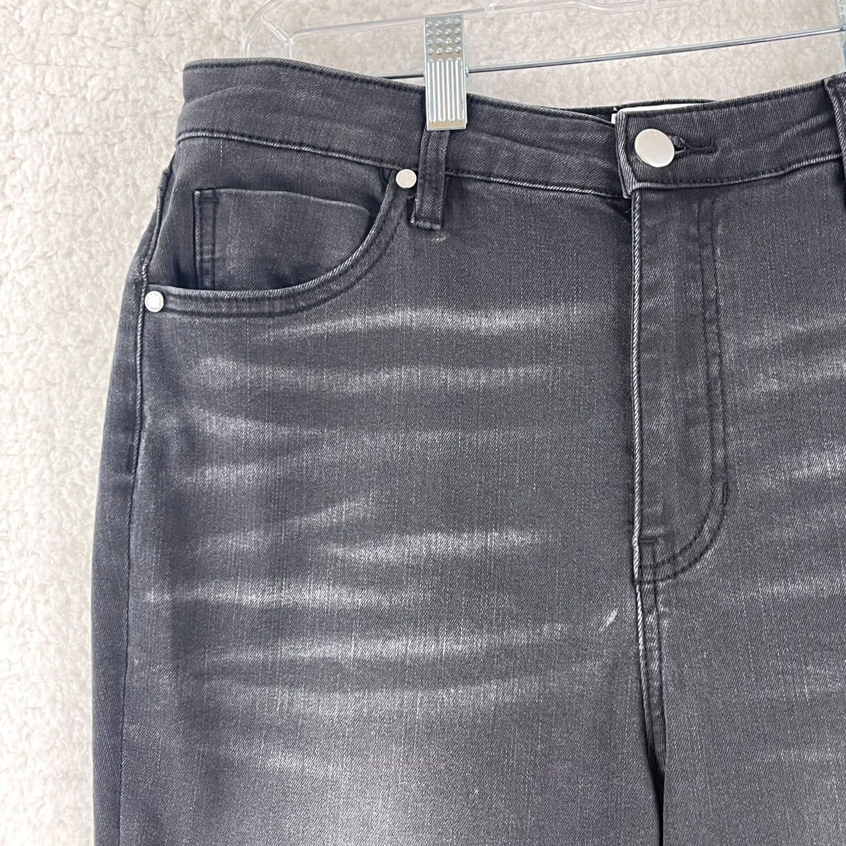 Vintage PTCL Black Denim Flare Jeans Womens 32 High Rise Stretch Casual Wide-Leg Regular Size 24" / US 00 / IT 34 - 4 Thumbnail