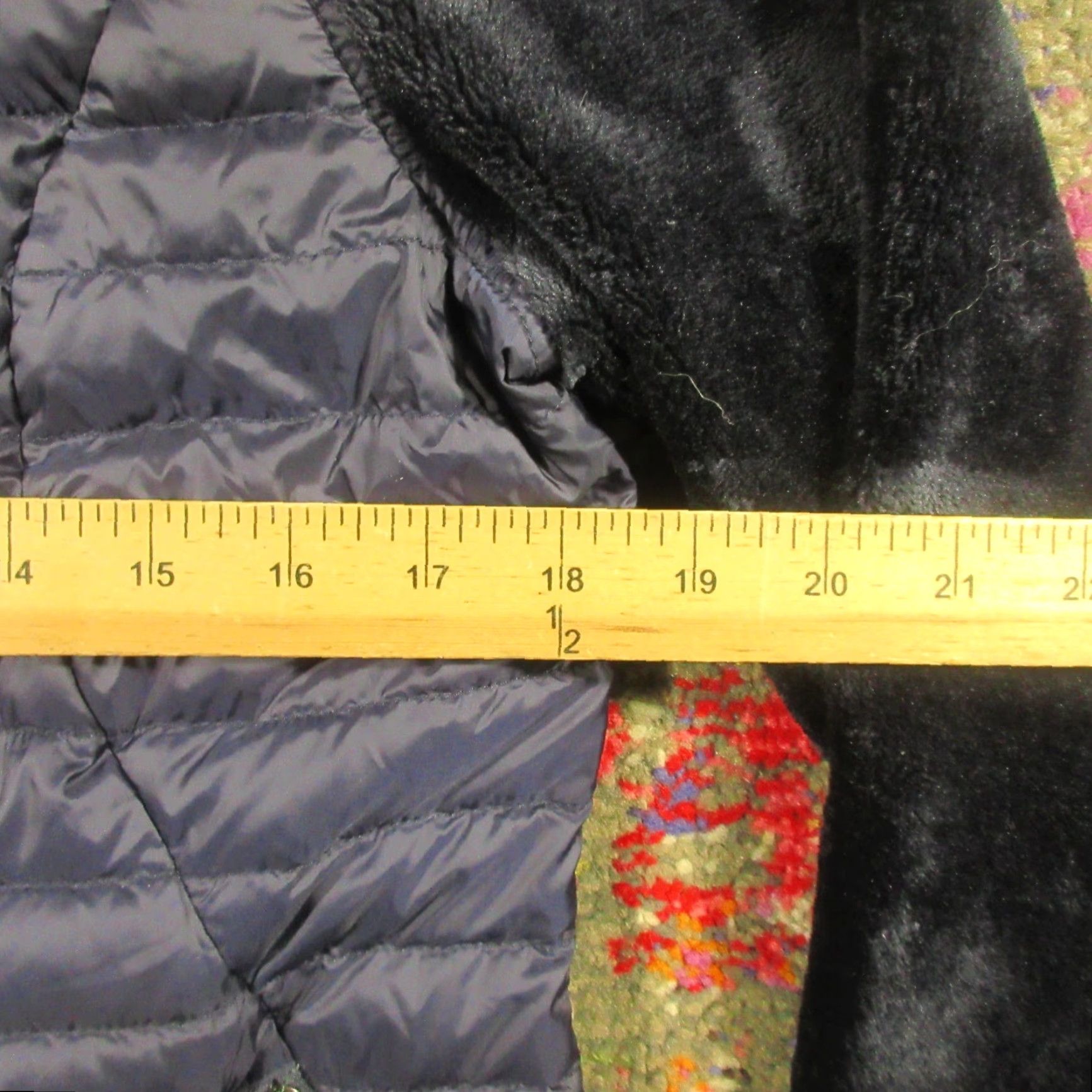 Vintage 32 Degrees Heat Puffer Fleece Jacket Womens M Navy Ultralight Mixed Media EUC Size M / US 6-8 / IT 42-44 - 6 Thumbnail