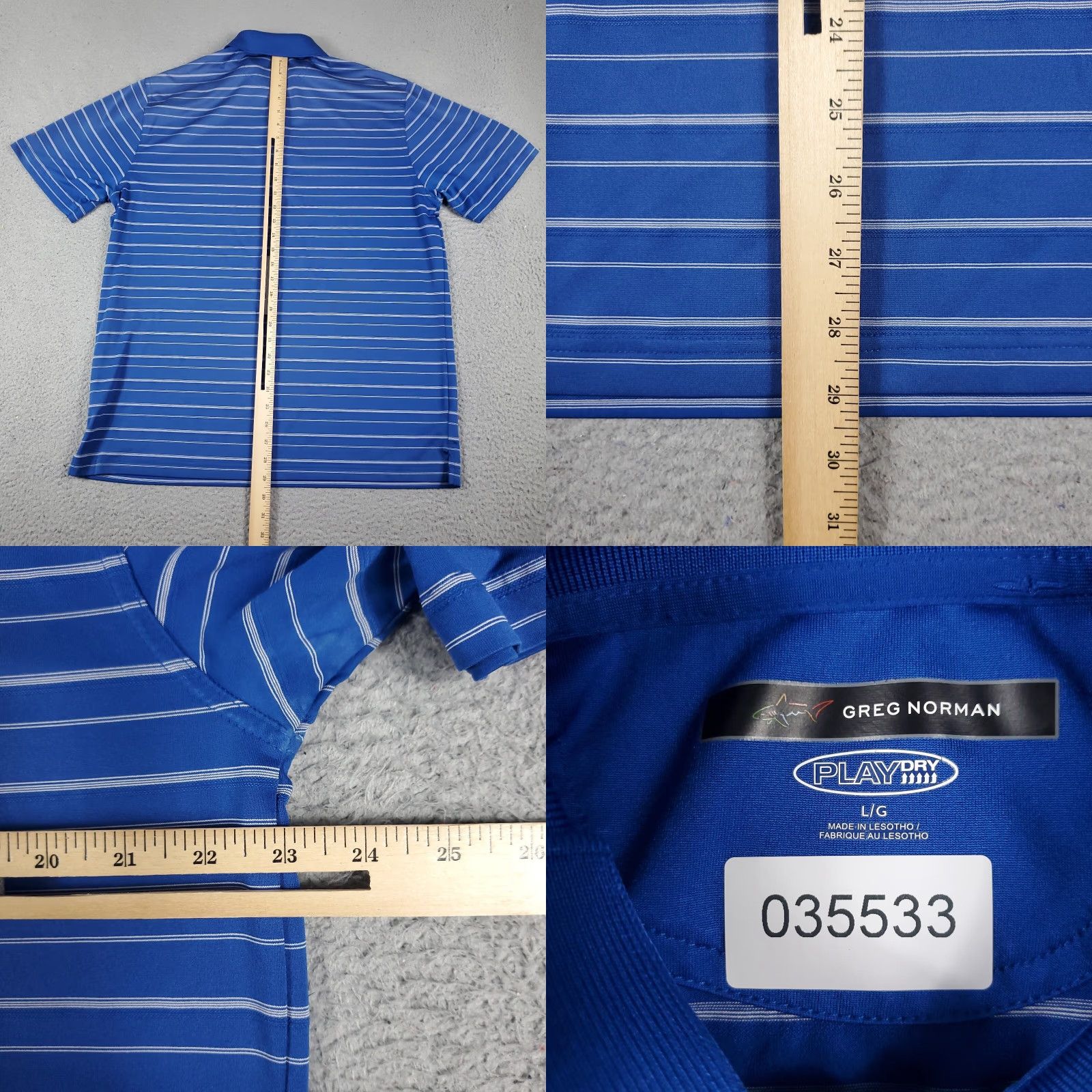 Vintage Greg Norman Polo Shirt Mens L Blue Striped Golf Casual Short Sleeve Polo Shirt Mens Blue Striped L Size US L / EU 52-54 / 3 - 8 Thumbnail