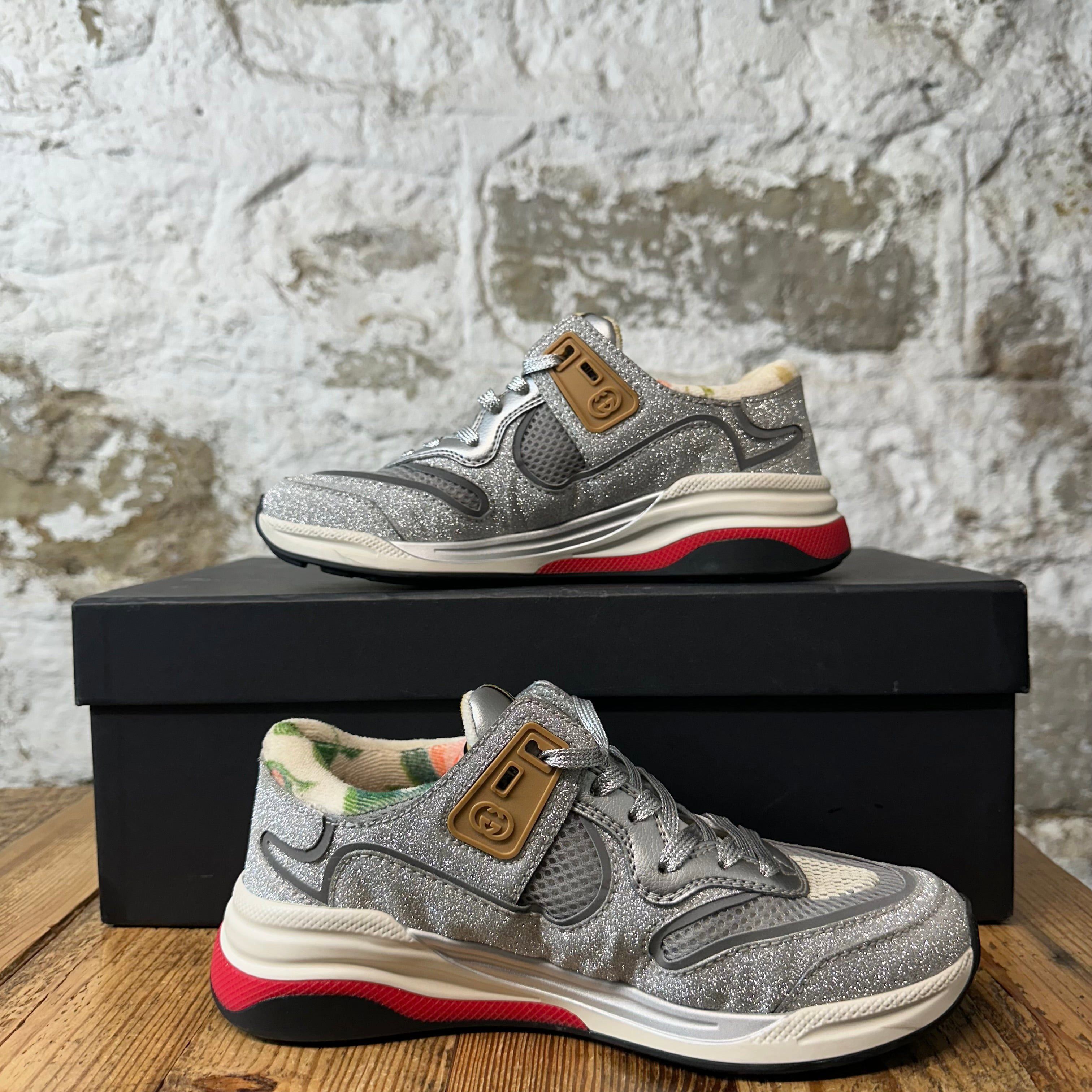 Gucci Gucci Ultrapace Silver Glitter Sneaker Sz 4 (35) Size US 5 / EU 37 - 2 Thumbnail