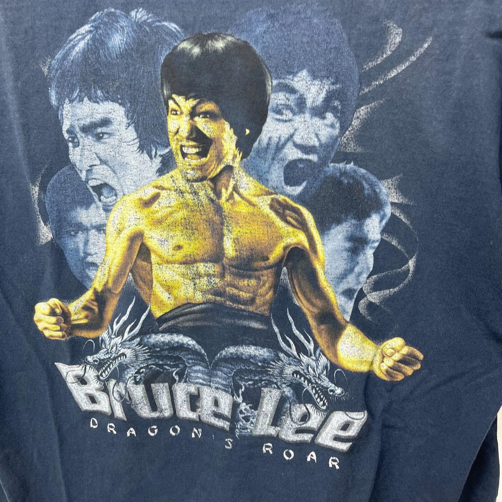Vintage Vintage '90s Bruce Lee Graphic T-Shirt Large Dragon's Roar Size US L / EU 52-54 / 3 - 3 Thumbnail