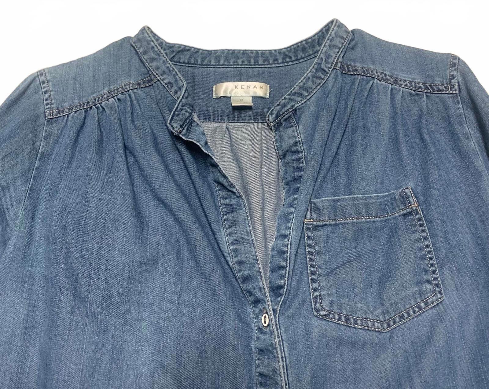 Kendrick Lamar Kenar Women's M Light Blue Denim Button Down Shirt Size M / US 6-8 / IT 42-44 - 11 Thumbnail