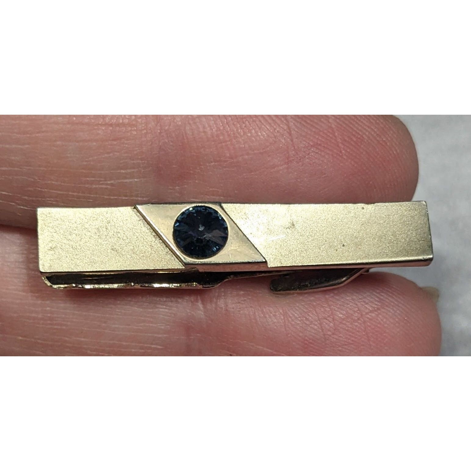 Other Vintage Foster Gold Tone Tie Clip With Grey Faceted Stone Size ONE SIZE - 6 Thumbnail