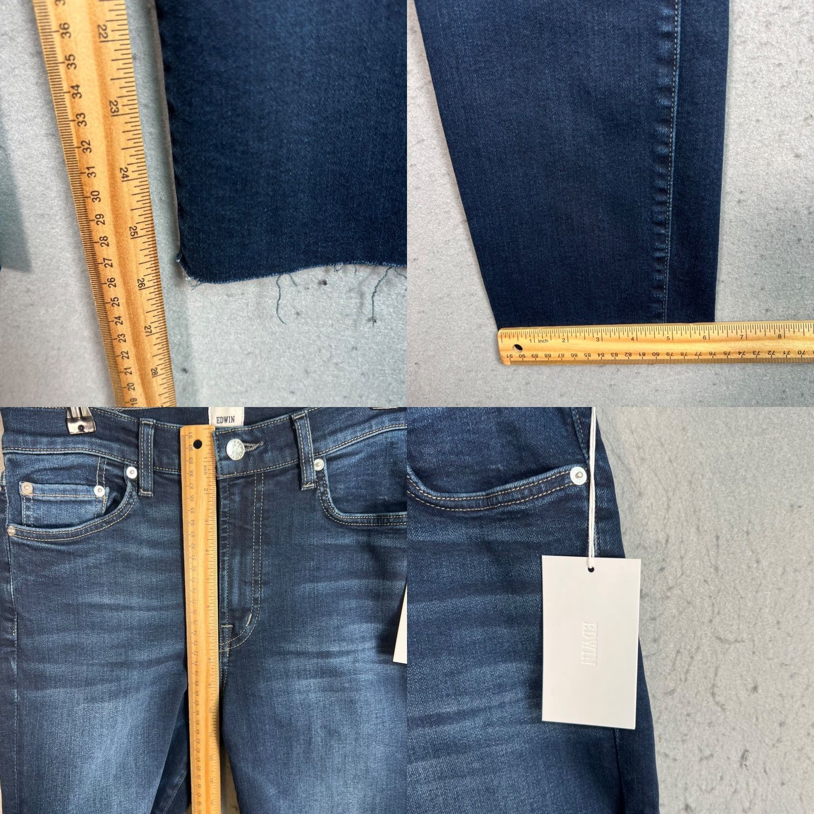 Edwin Edwin Womens 28 Dark Wash Tapered Leg Jeans Cotton Blend Denim Raw Hem Jeans Size 28" / US 6 / IT 42 - 8 Thumbnail