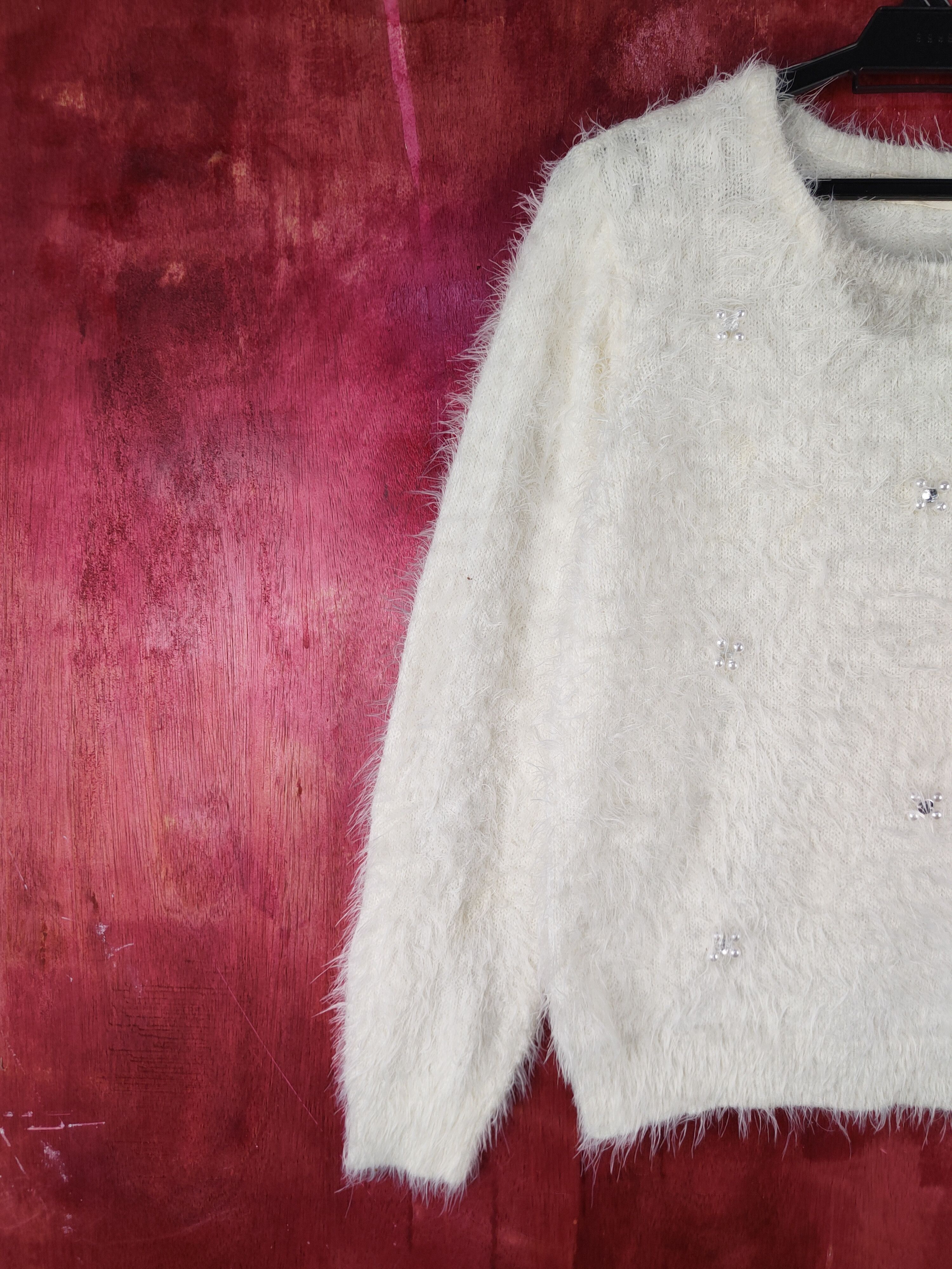 Aran Isles Knitwear × Japanese Brand Sospita Ivory Shag Shaggy Fur Mohair Knitwear #S2103 Size M / US 6-8 / IT 42-44 - 3 Thumbnail