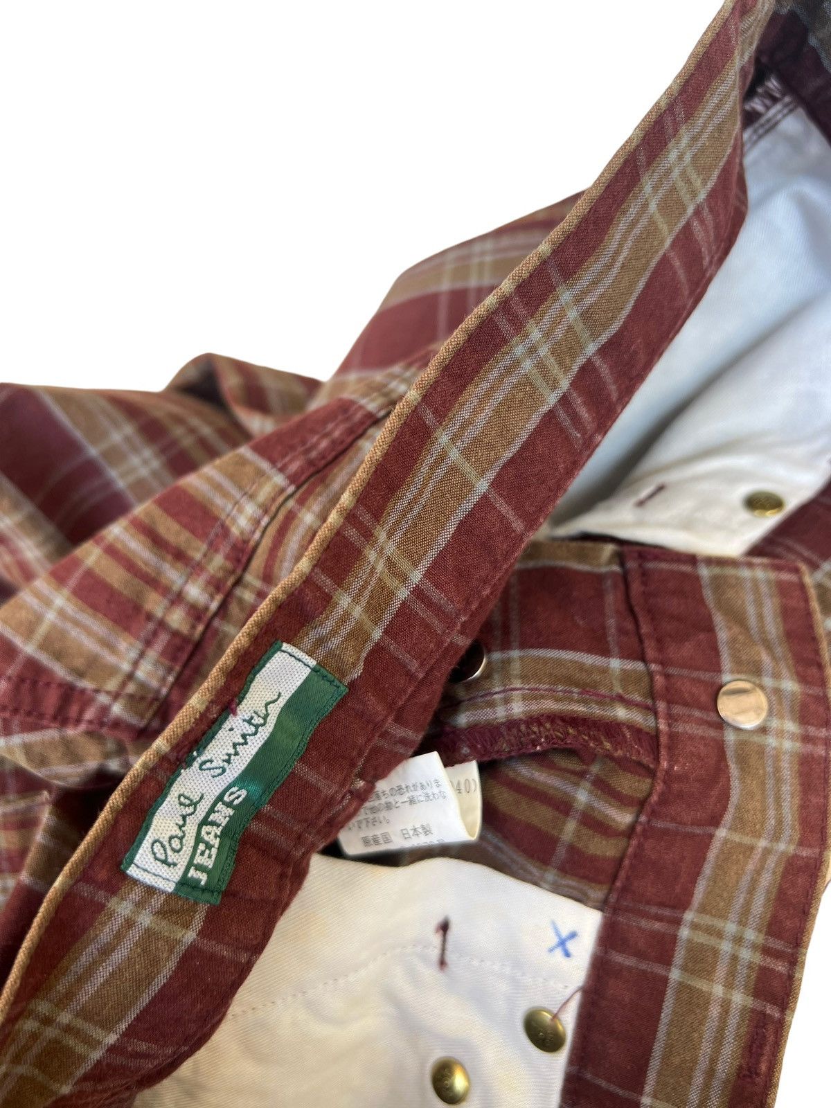 Paul Smith Vintage Paul Smith Jeans Made in Japan Waxed Plaid Pant Size US 29 - 20 Thumbnail