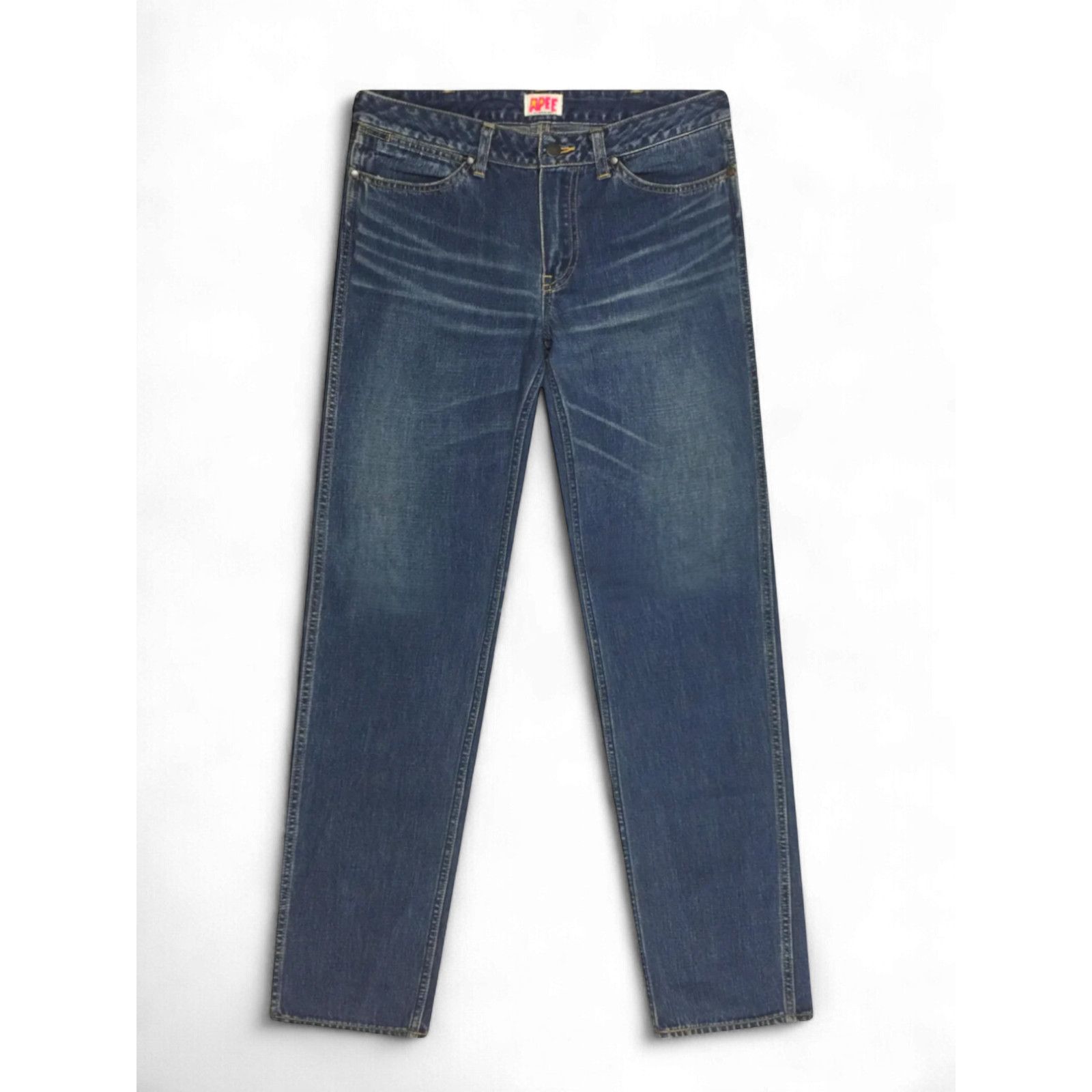 BAPE Pink Yarn Spell Out Denim Jeans