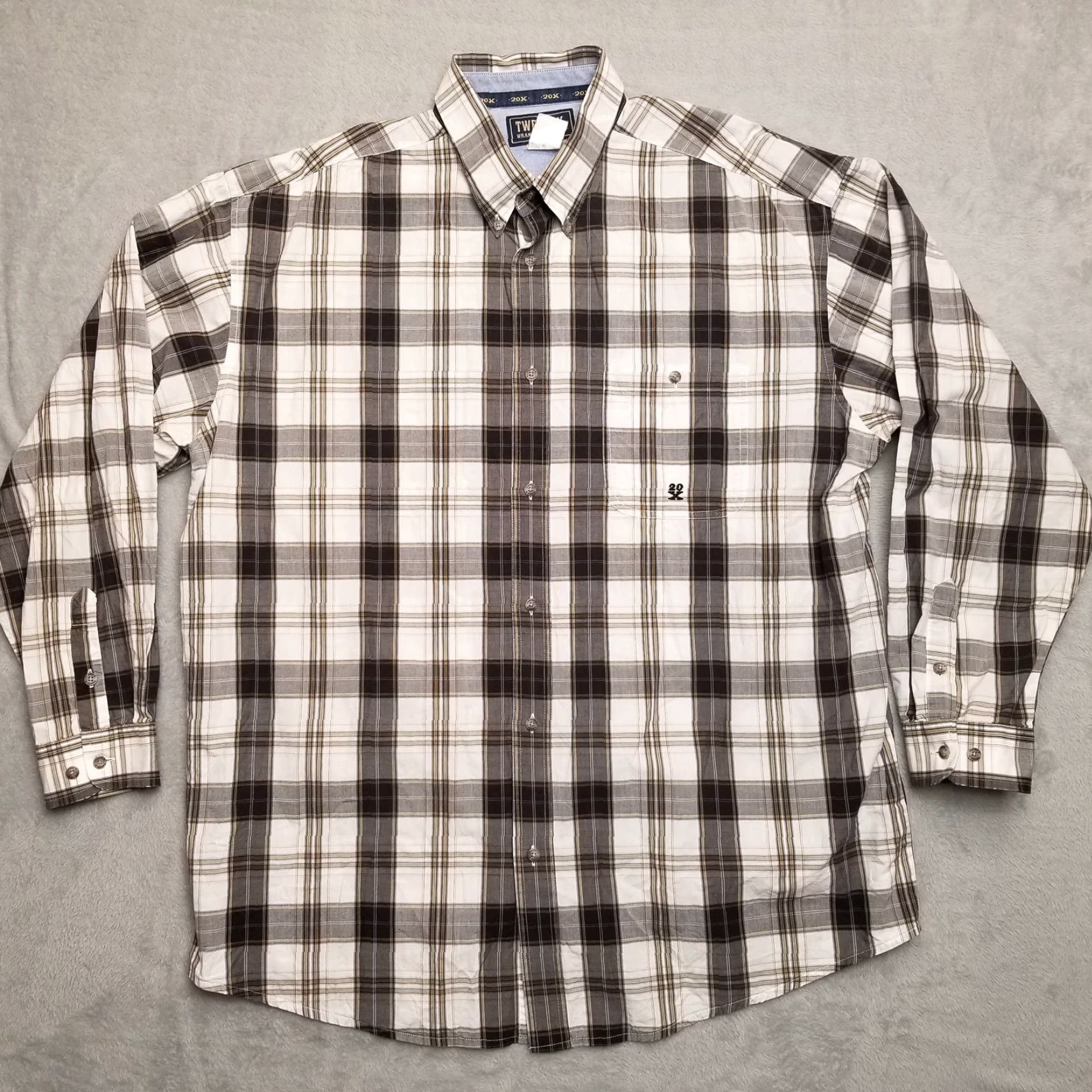 Wrangler VINTAGE Wrangler Shirt Mens XXL Black Tan Plaid Twenty X Long Sleeve Western Casual Size US XXL / EU 58 / 5 - 2 Thumbnail