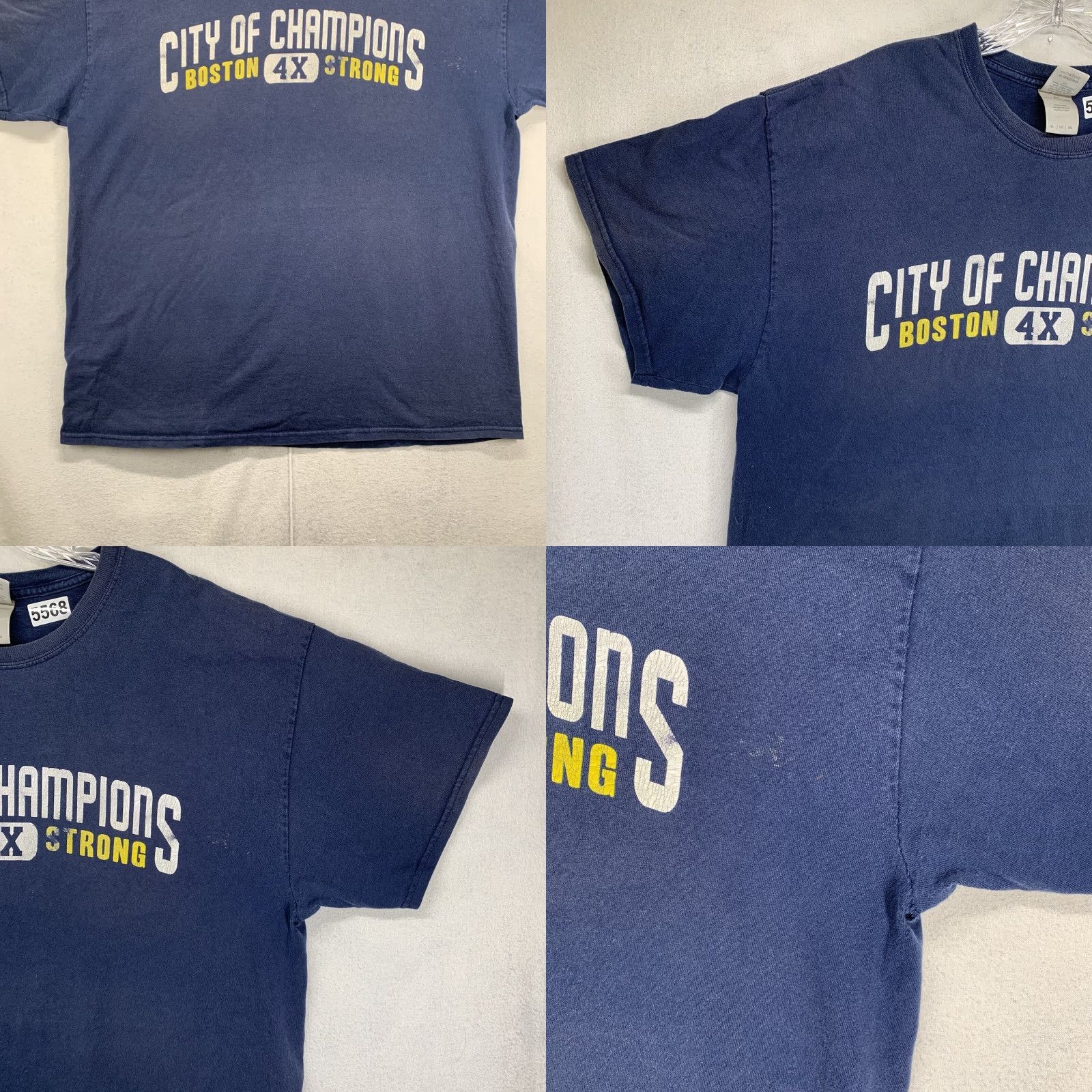Gildan Gildan City Of Champions Boston Strong Graphic Tee Adult Large Faded Blue 90s Sports Mens Size US L / EU 52-54 / 3 - 8 Thumbnail