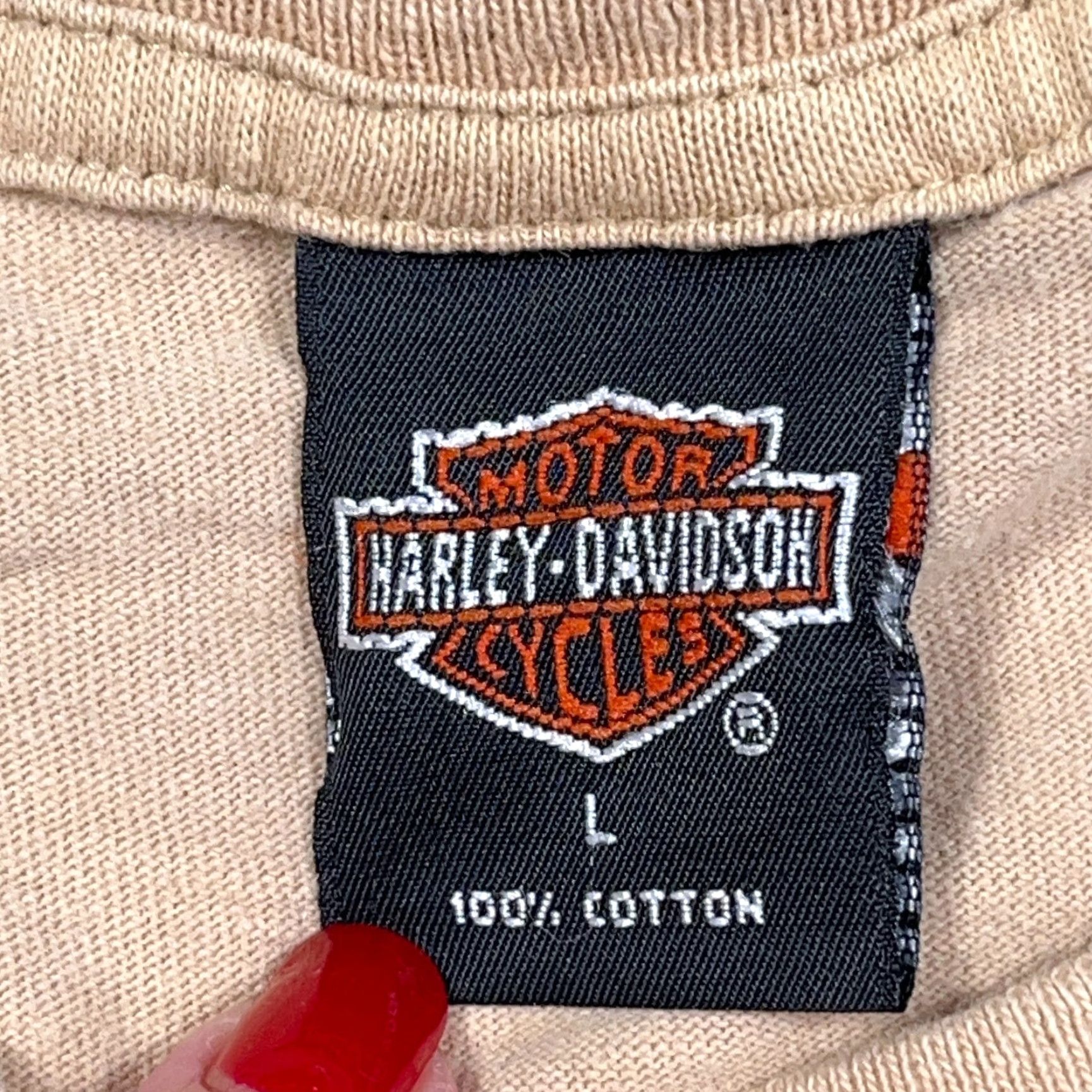 Harley Davidson VINTAGE Harley-Davidson Shirt Men Large Tan Blue 90s 1995 Made In USA Iowa Semi Size US L / EU 52-54 / 3 - 3 Thumbnail