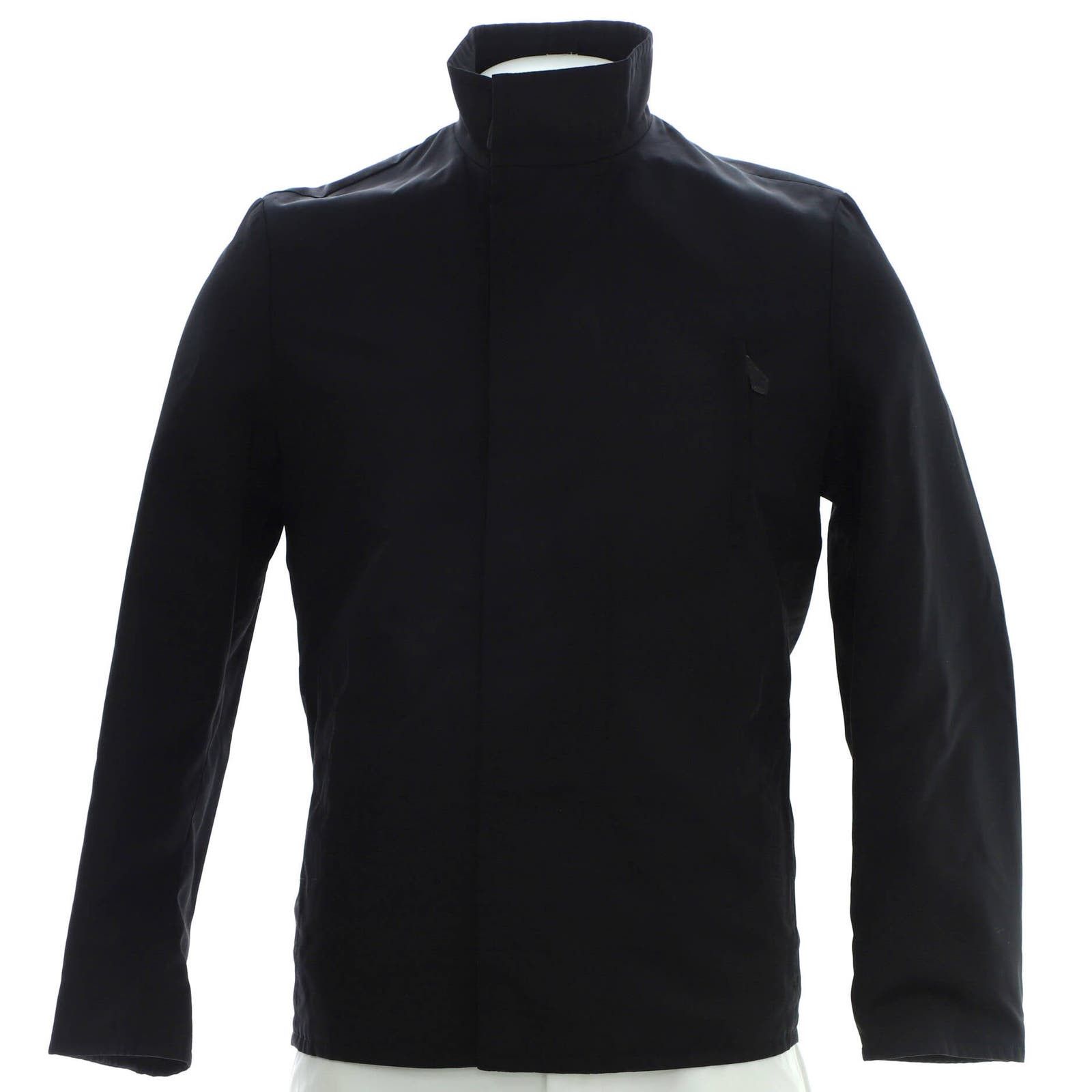 image of Hermes Men's Collared Front Zip Jacket Nylon None in Black (Size Medium)