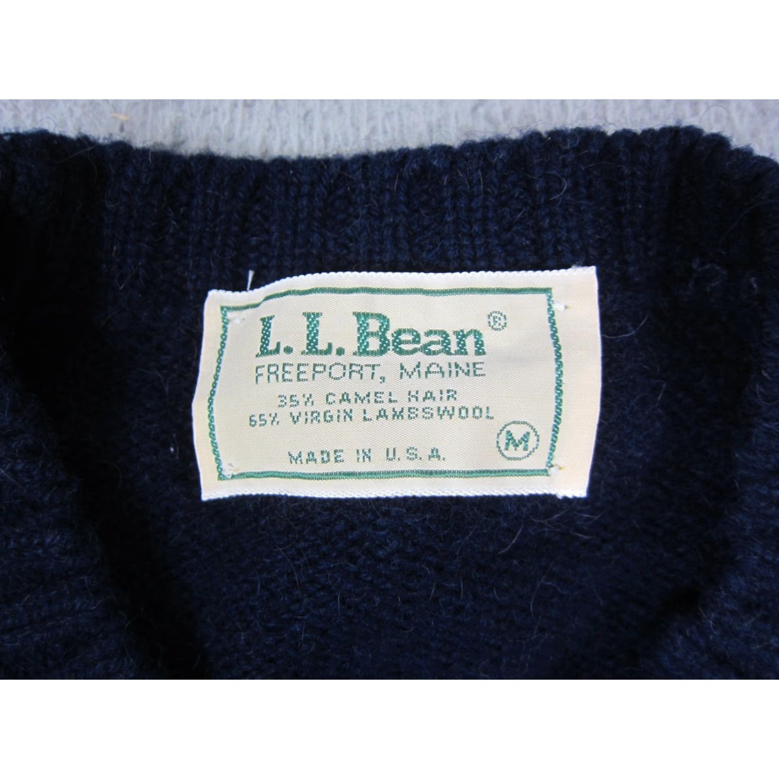 Vintage VINTAGE L.L.Bean Sweater Mens M Blue Lambswool Camel Hair Elbow Patch 70s Pullover Cardigans? Size US M / EU 48-50 / 2 - 4 Thumbnail