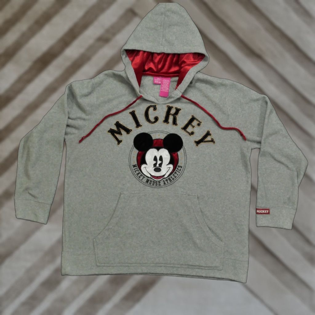 Disney VINTAGE Disney Mickey Mouse Hoodie Womens 2X Grey Fleece Pullover Pullover casual logo 90s Womens Size XXL / US 16-18 / IT 52-54 - 1 Thumbnail