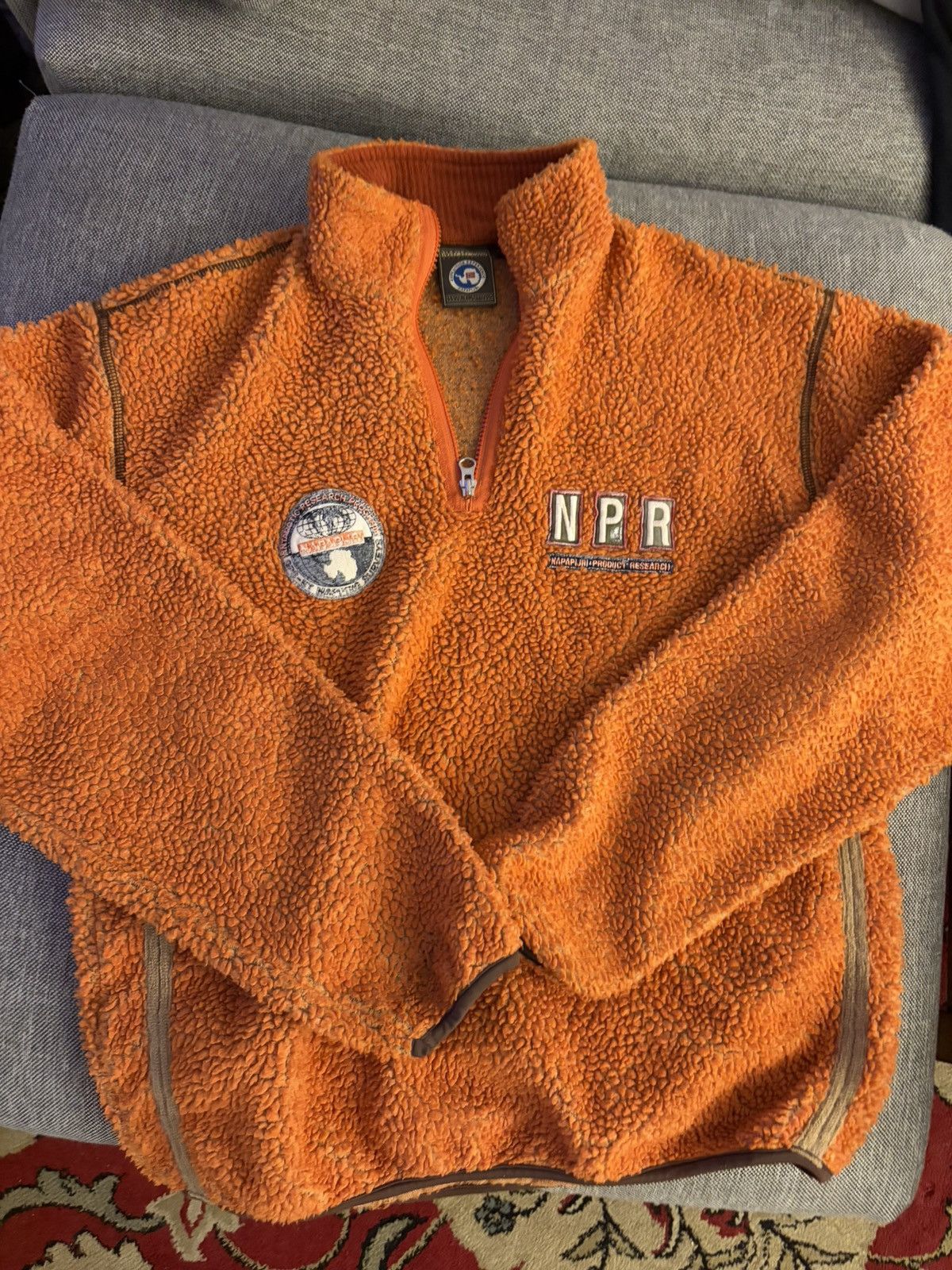 Napapijri Orange fuzzy Napa quarter zip Size US L / EU 52-54 / 3 - 1 Thumbnail