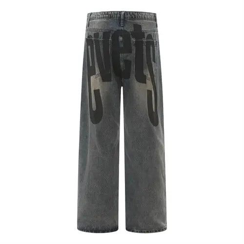 Japanese Brand × Jean Men's hip-hop trendy loose letter-printed cargo jeans Size US 32 / EU 48 - 2 Thumbnail