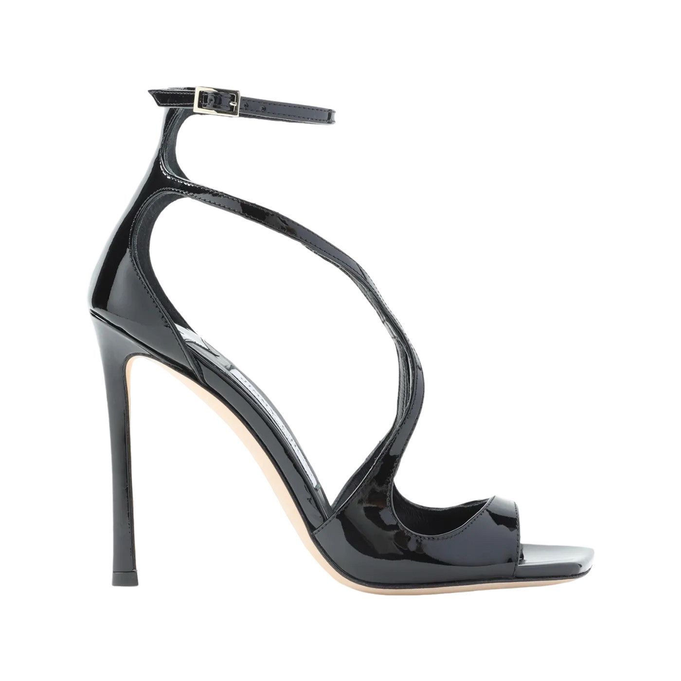 JIMMY CHOO Azia 110mm Black Patent Leather Sandals New & Au