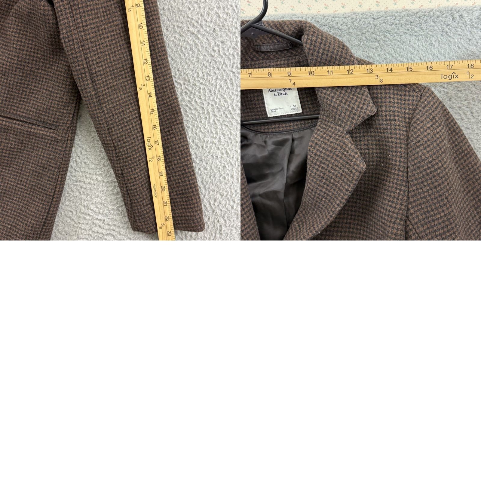 Abercrombie & Fitch Abercrombie & Fitch Coat Womens PS Brown Wool Houndstooth Blazer Jacket Preppy Size S / US 4 / IT 40 - 9 Thumbnail