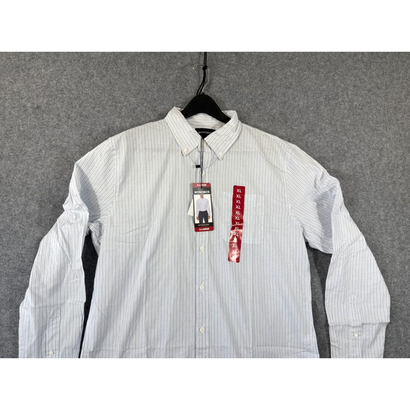 Bonobos Bonobos Shirt Mens XL Light Blue Pinstriped Stretch Long Sleeve Button-Up NWT Size US XL / EU 56 / 4 - 4 Thumbnail