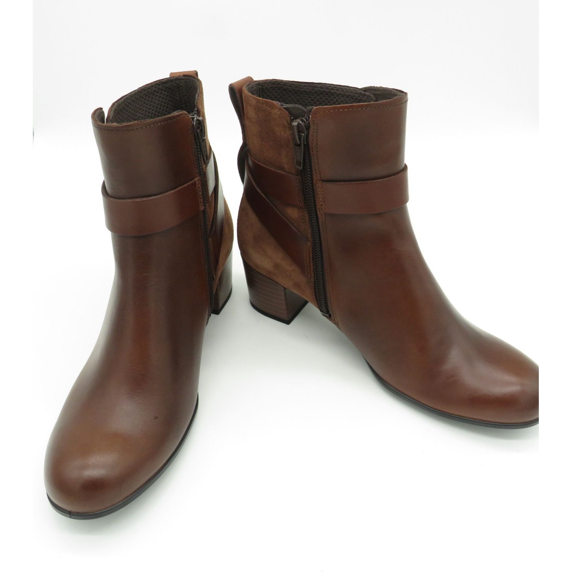 Ecco Ecco Brown Leather & Suede Womens Ankle Boots Side Zippers S Size US 5 / IT 35 - 5 Thumbnail