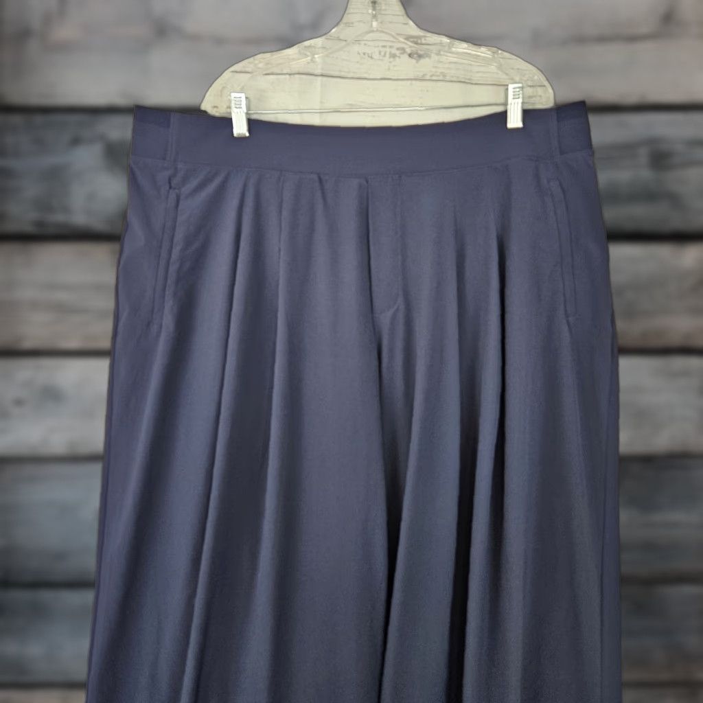 Athleta Womens Brooklyn Heights Wide Leg Pants Sz 22 Blue Pull On Zip Pockets