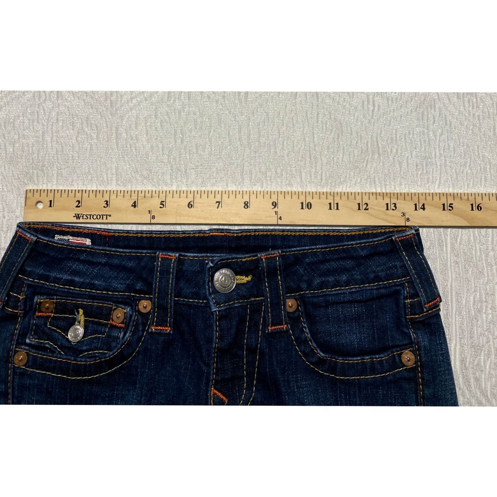 True Religion VINTAGE True Religion Julie Skinny Jeans 27 Dark Wash Contrast Stitch Made in USA 10-599 Womens Jeans Size 27" / US 4 / IT 40 - 4 Thumbnail