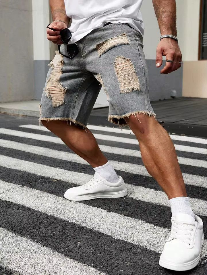 Japanese Brand Slim Fit Short Splicing Jeans Size US 35 - 2 Thumbnail