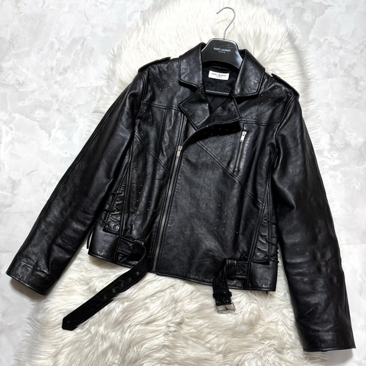 Saint Laurent Paris Saint Laurent Paris, dot studs, cropped leather Jacket Size US M / EU 48-50 / 2 - 7 Thumbnail