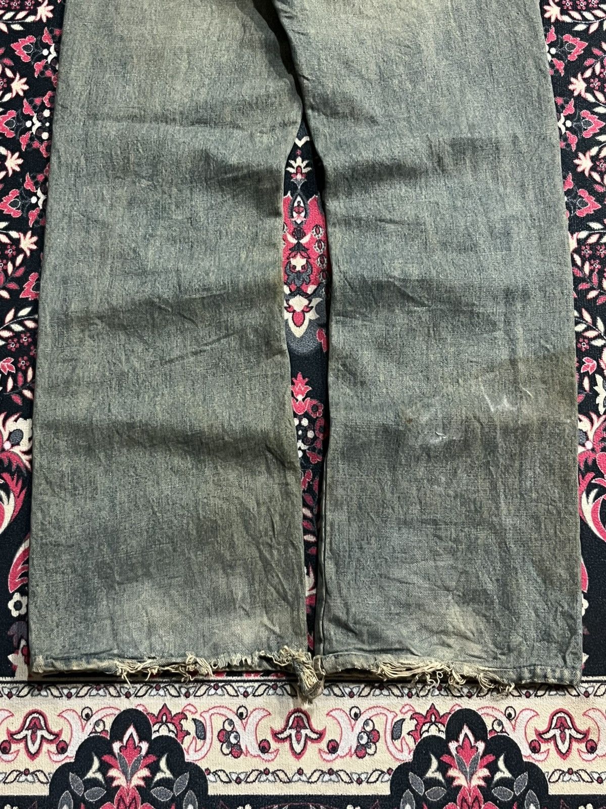 Acne Studios Acne Studio Style Mosh Green Frayed Leg Straight Cut Jeans Size US 31 - 11 Thumbnail