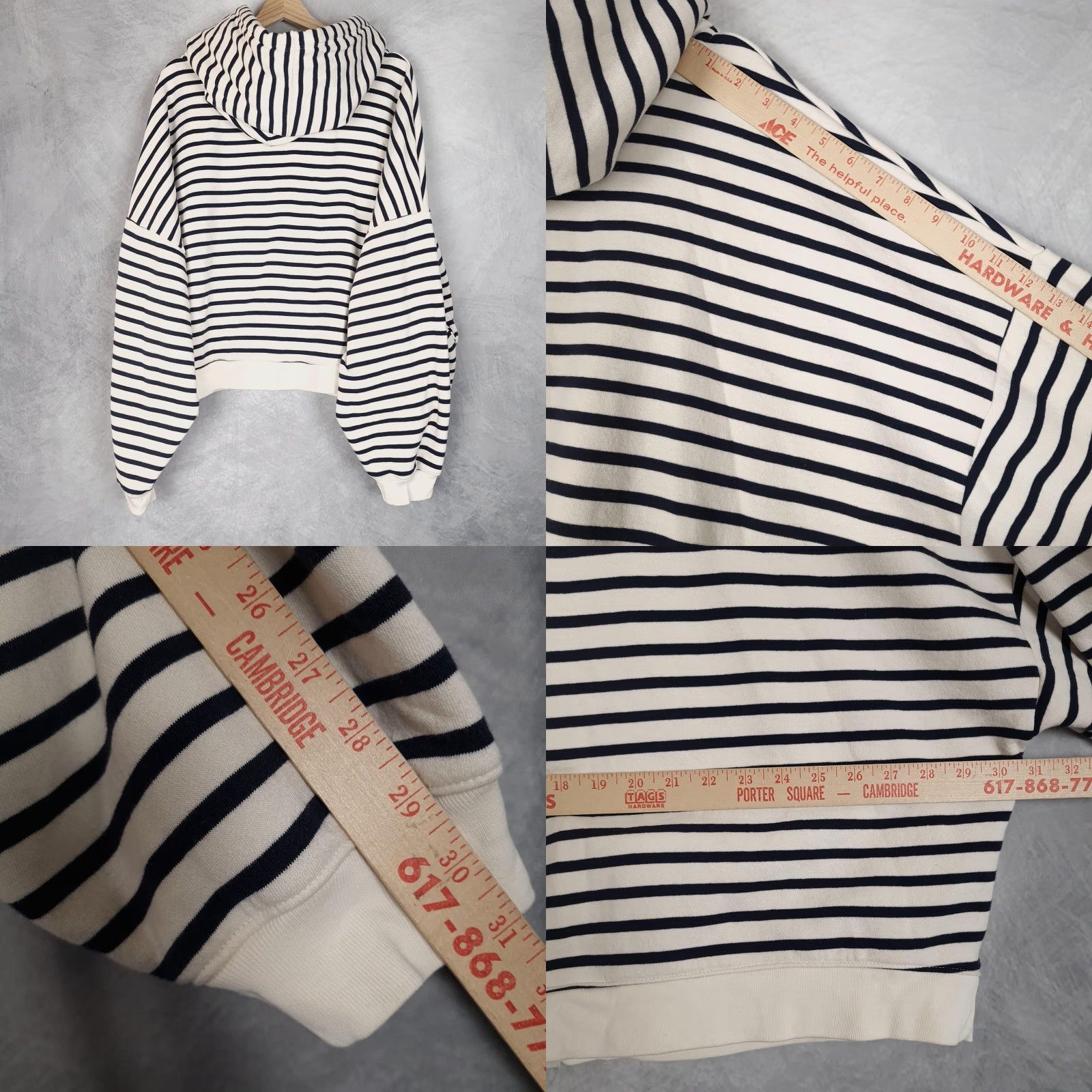 Gap Gap Hoodie Womens XXL White Navy Stripe Full Zip Fleece Heavyweight Cropped Soft Size XXL / US 16-18 / IT 52-54 - 9 Thumbnail