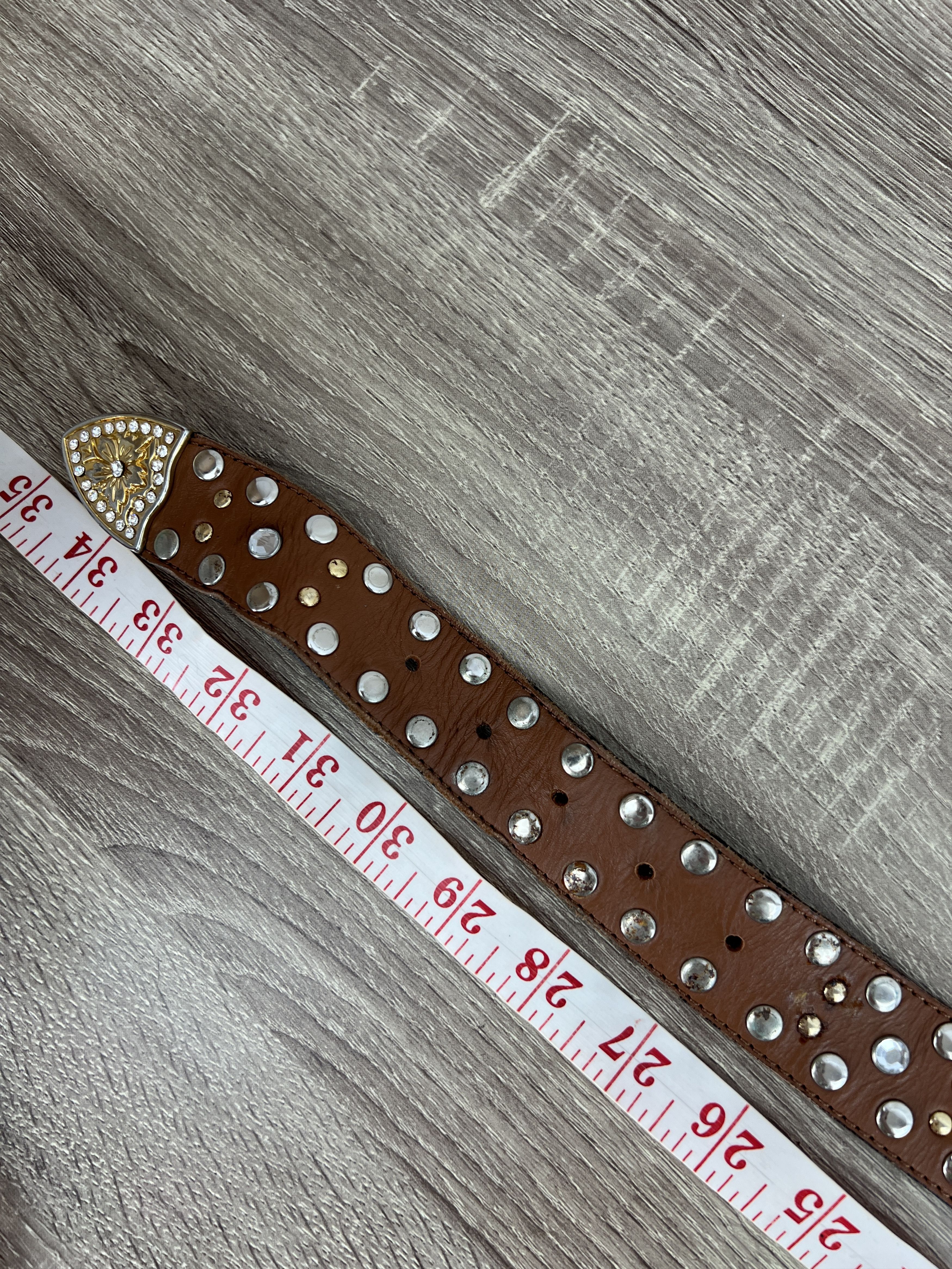 Vintage Y2K Heavy Studded Rhinestones Leather Belt Like BB Simons Size ONE SIZE - 14 Thumbnail