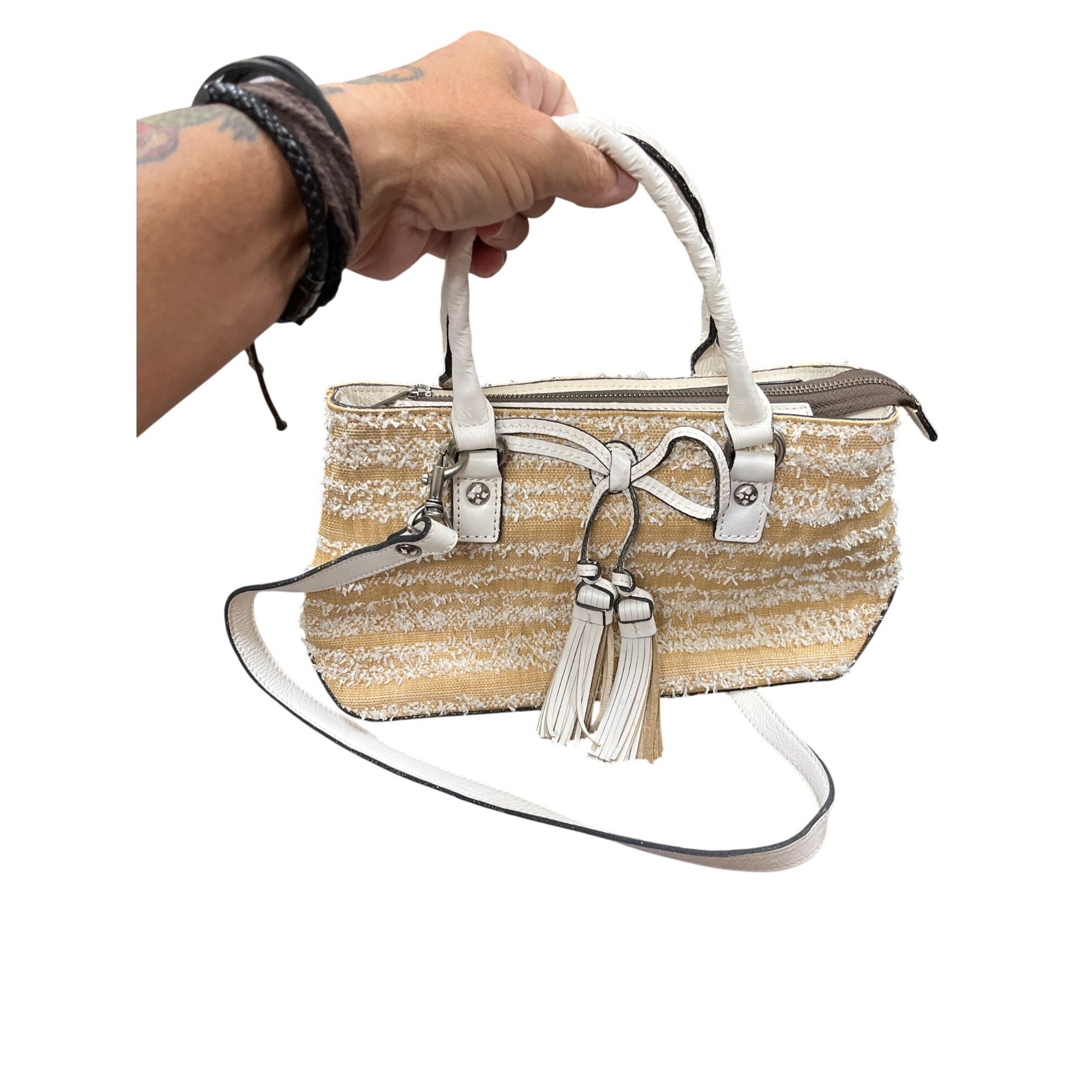 Patricia Nash Patricia Nash Angela wms leather tan white tasseled hand sho Size ONE SIZE - 17 Thumbnail