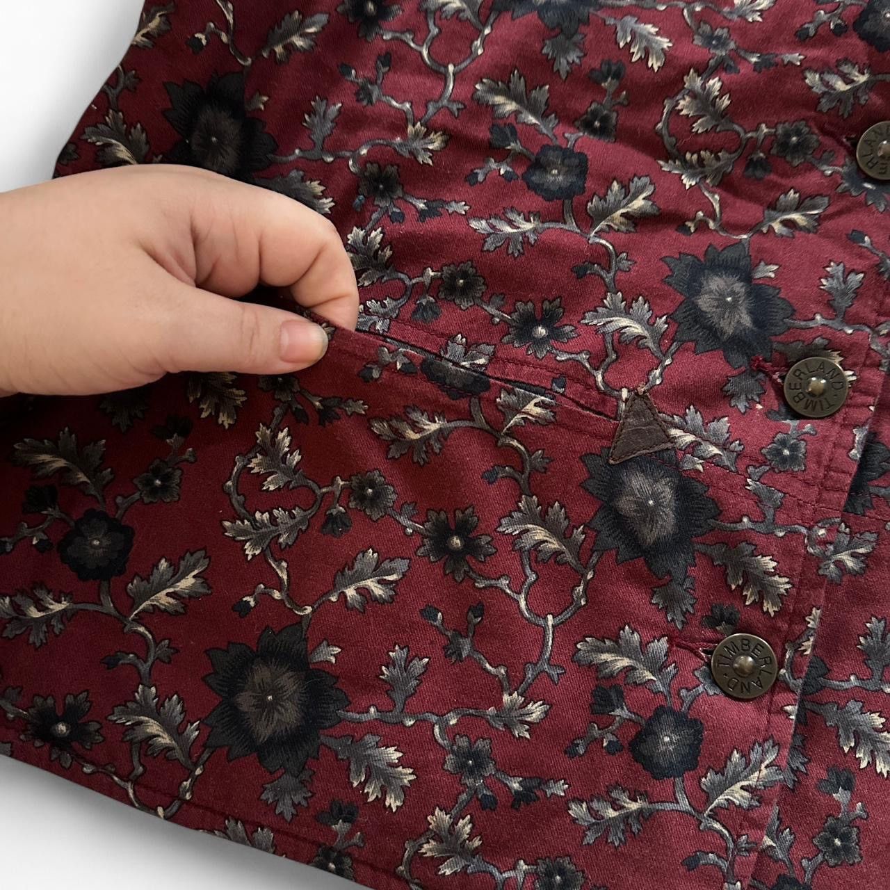 Timberland Timberland Red Floral Button-up Quilted Vest Women’s Size S / US 4 / IT 40 - 4 Thumbnail