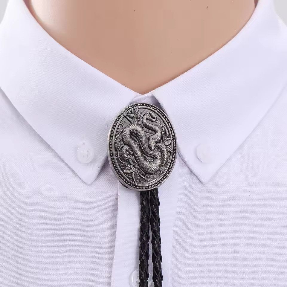 Jewelry Men's Oval-Shaped Snake Leather Rope Pollo Tie Size ONE SIZE - 1 Thumbnail