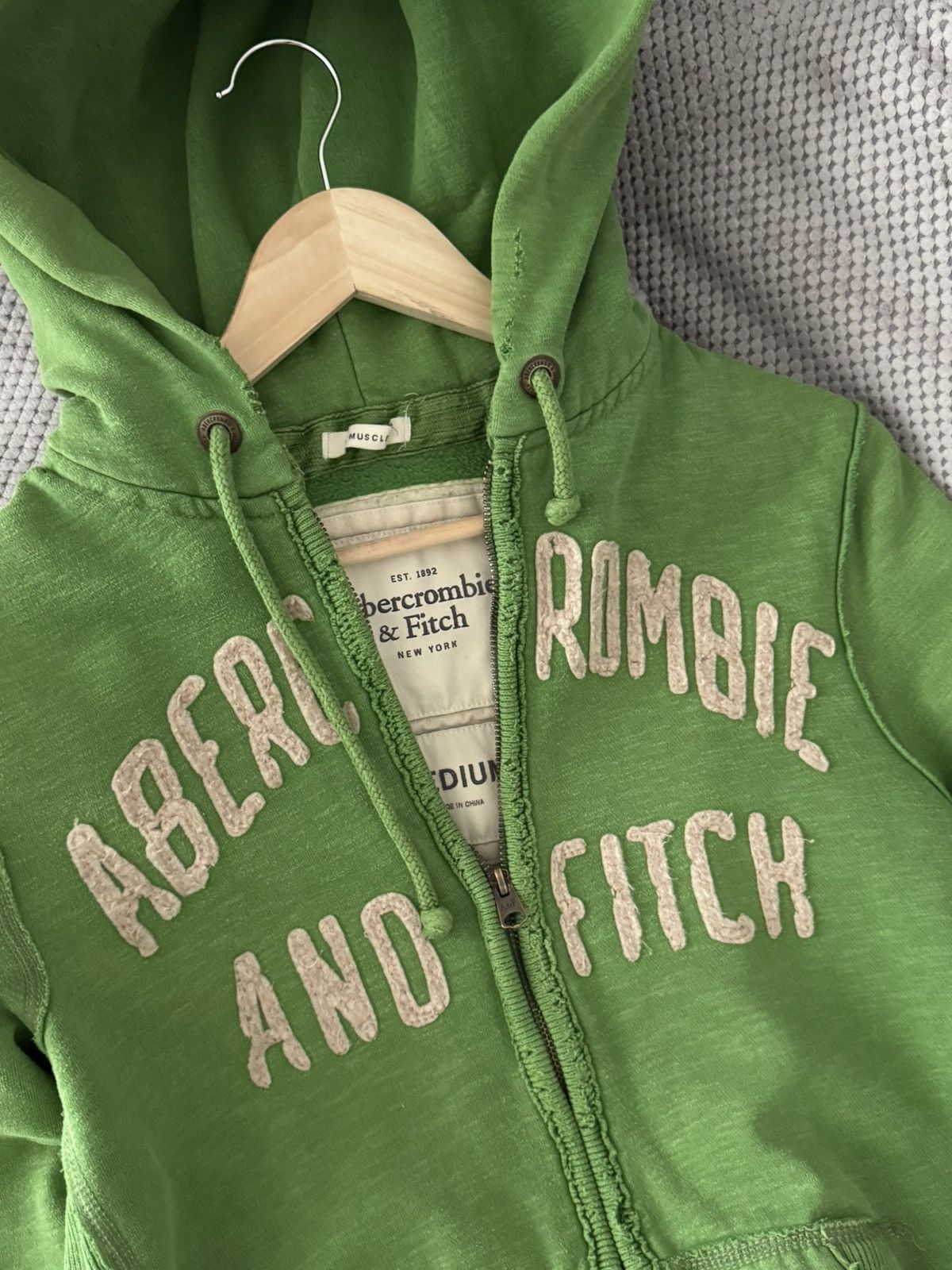 Abercrombie & Fitch Abercrombie & Fitch Y2K Distressed Green Zip Hoodie Size US M / EU 48-50 / 2 - 10 Thumbnail