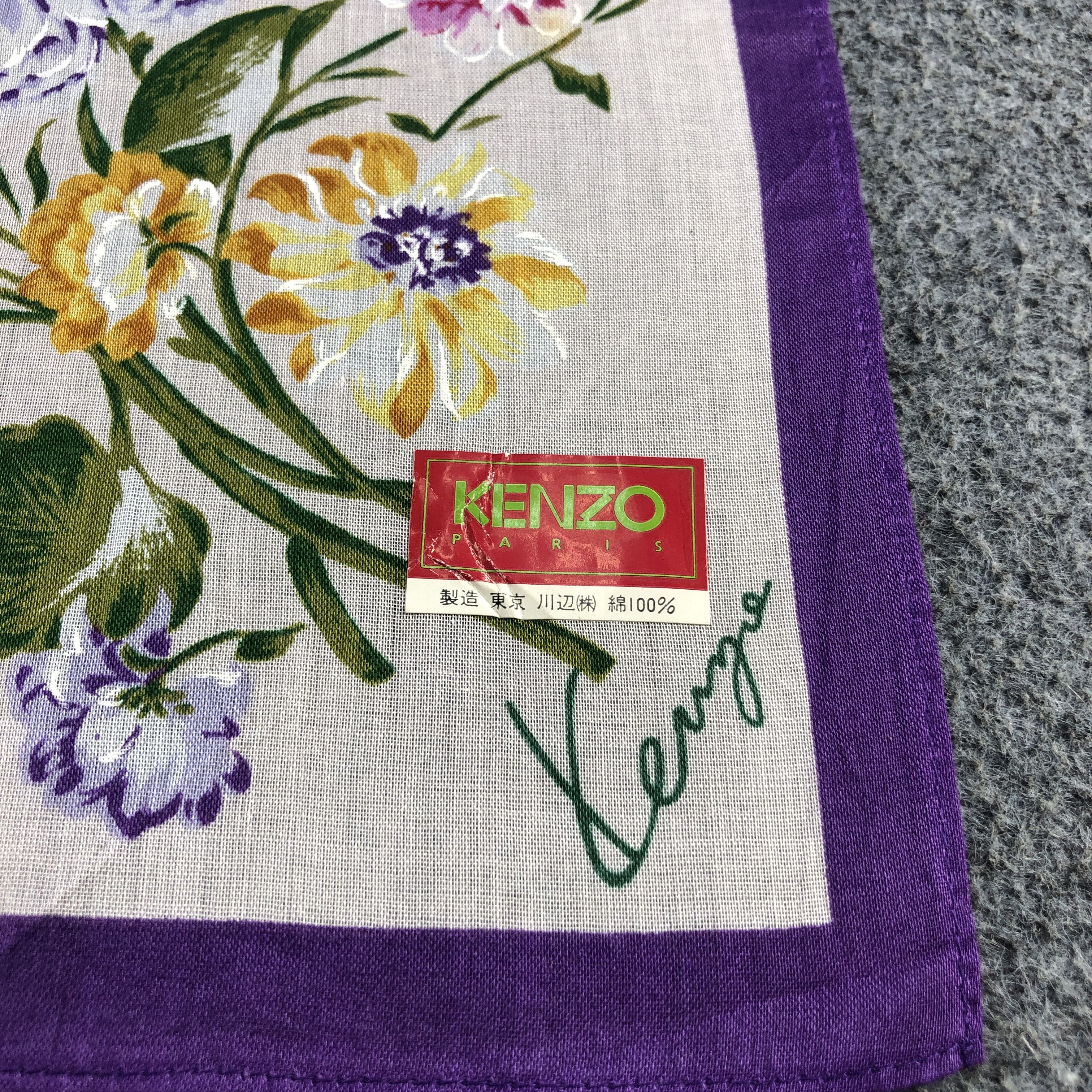 Kenzo × Vintage Kenzo Floral Handkerchief Neckerchief Bandana H2416 Size ONE SIZE - 4 Thumbnail