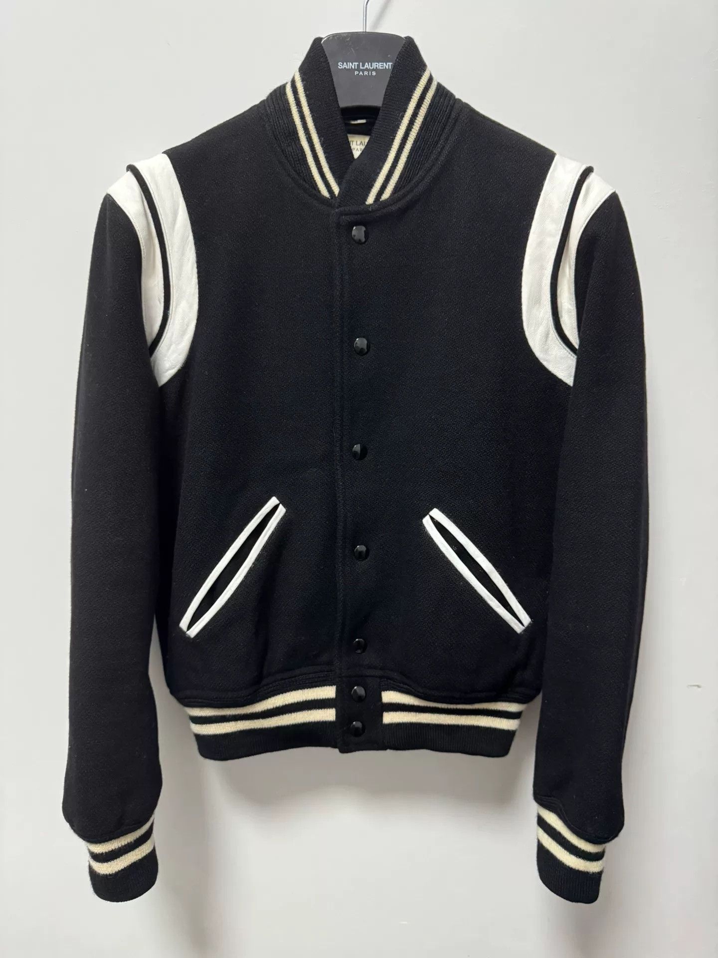 Hedi Slimane Saint Laurent 15FW Leather Varsity Jacket Size US S / EU 44-46 / 1 - 1 Thumbnail