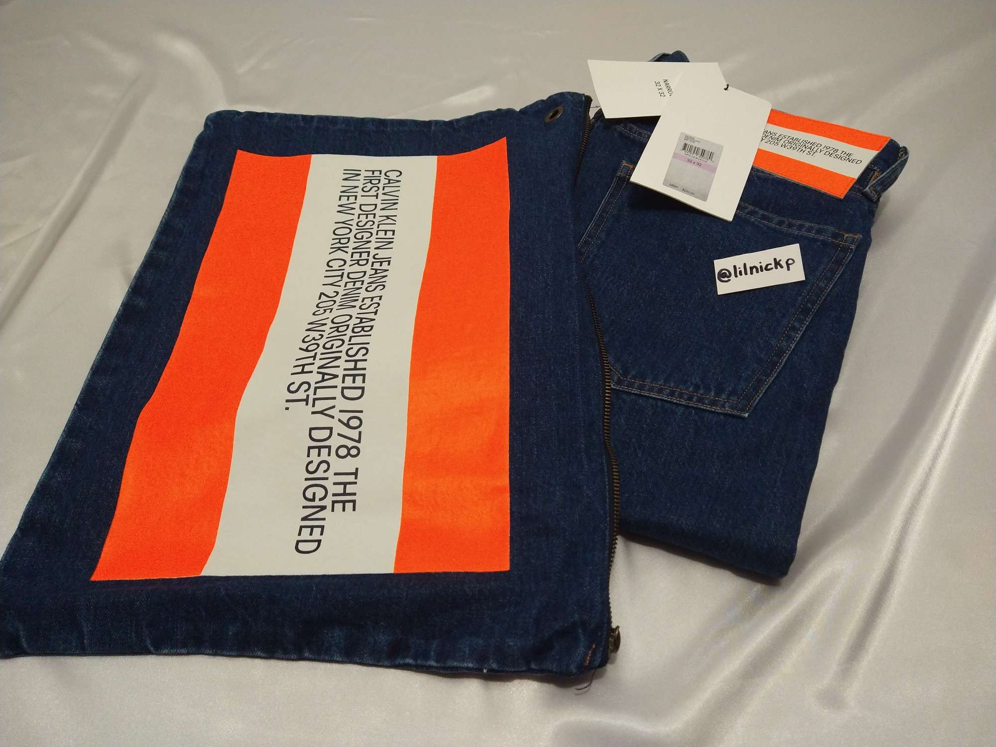 Calvin Klein 205W39NYC EST. 1978 Narrow Leg Apollo Blue Jeans Size US 32 / EU 48 - 11 Thumbnail