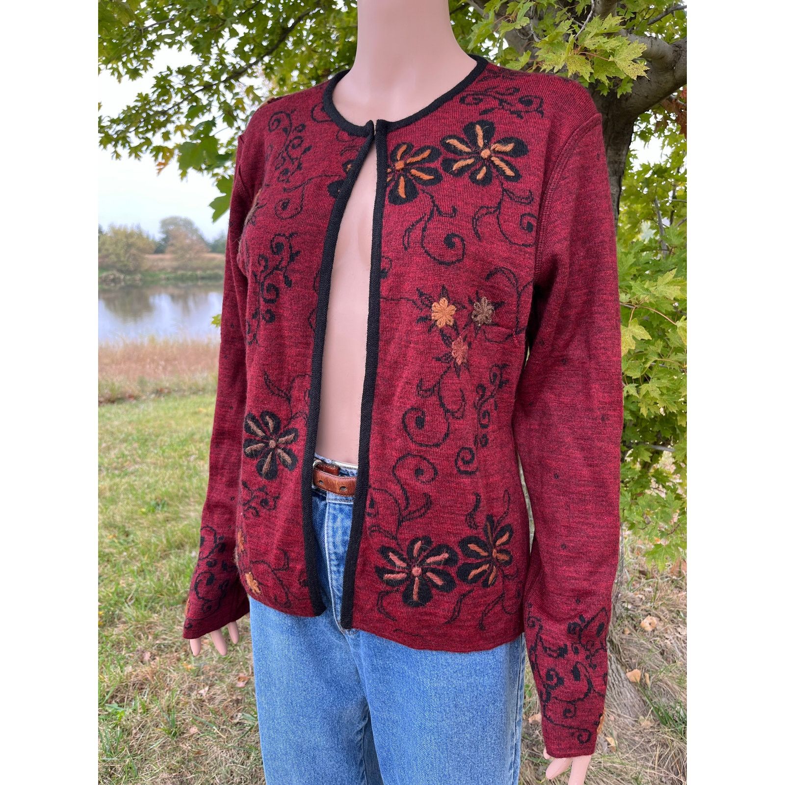 Other Alpaca Meadows Reversible Floral One Button Cardigan Size M / US 6-8 / IT 42-44 - 6 Thumbnail