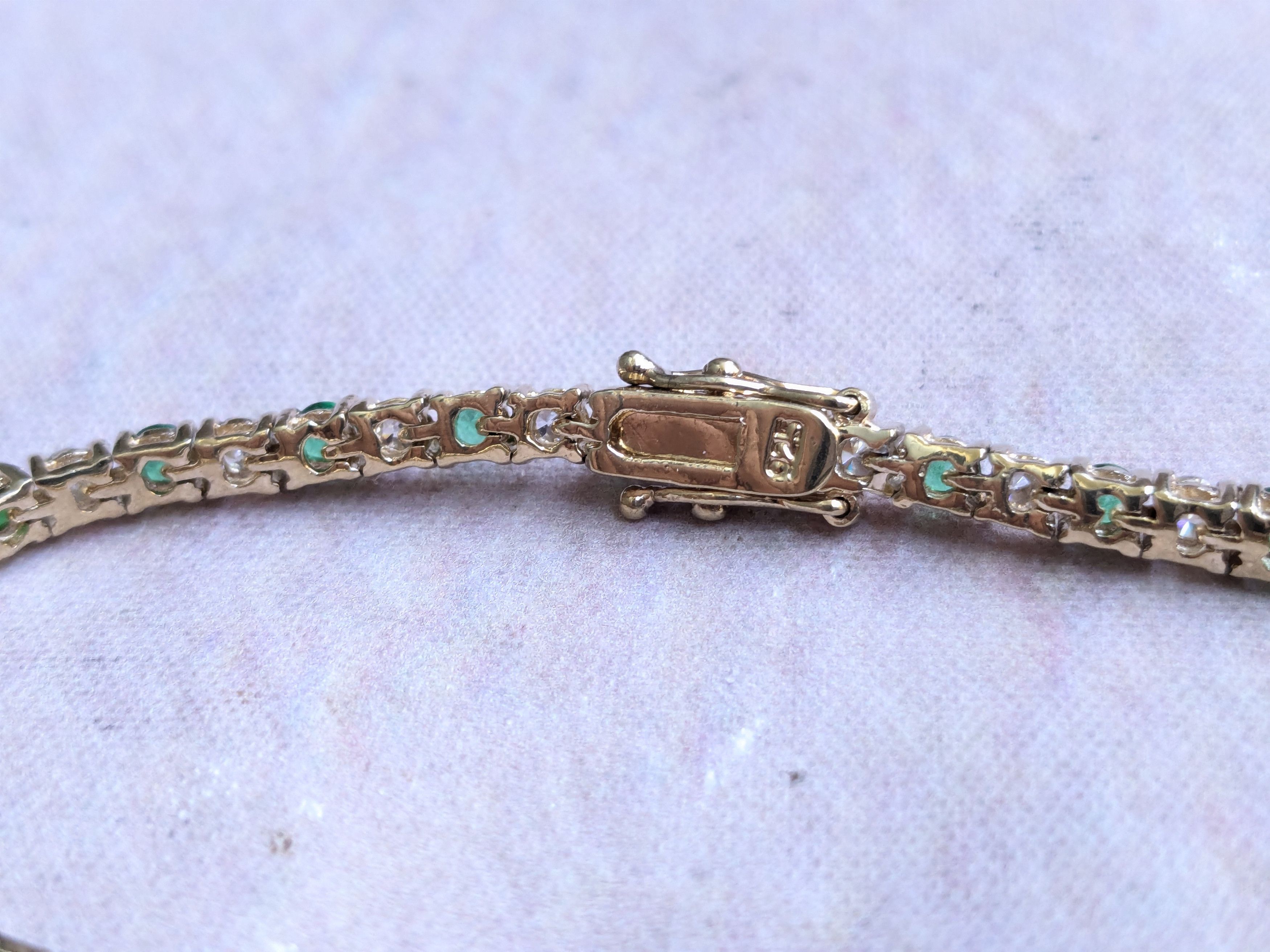 Jewelry Sterling Silver Tennis Bracelet Green Clear CZ Round 7.25 Size ONE SIZE - 10 Thumbnail
