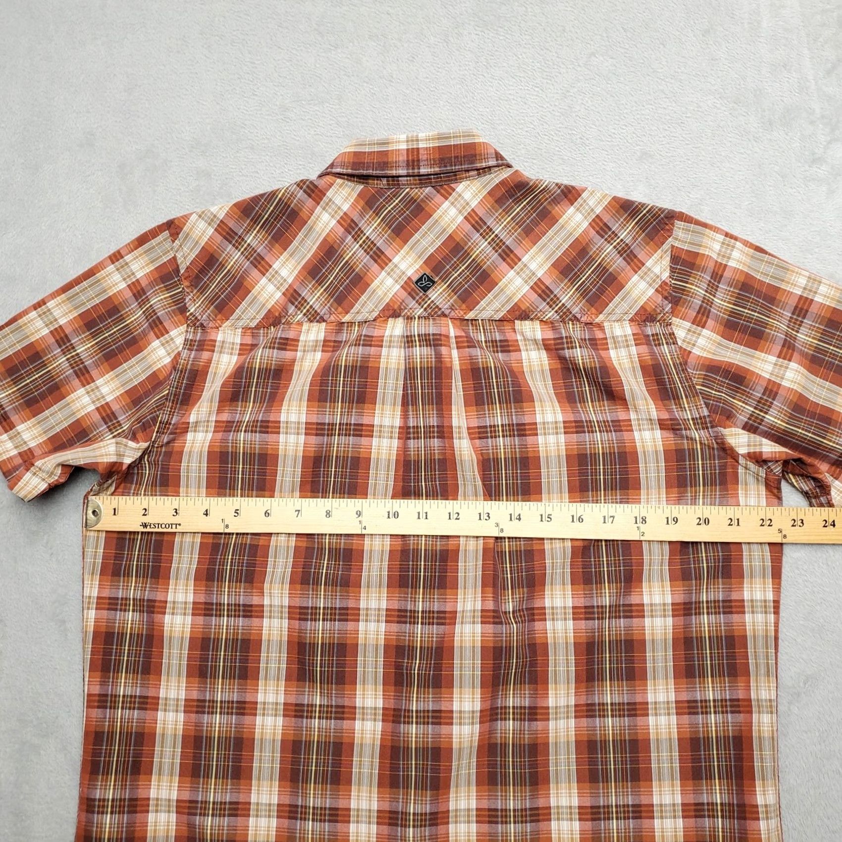 Prana Prana Shirt Mens L Brown Plaid Organic Cotton Blend Western Outdoor Casual Button-Up Short Sleeve Collared Pockets Size US L / EU 52-54 / 3 - 7 Thumbnail
