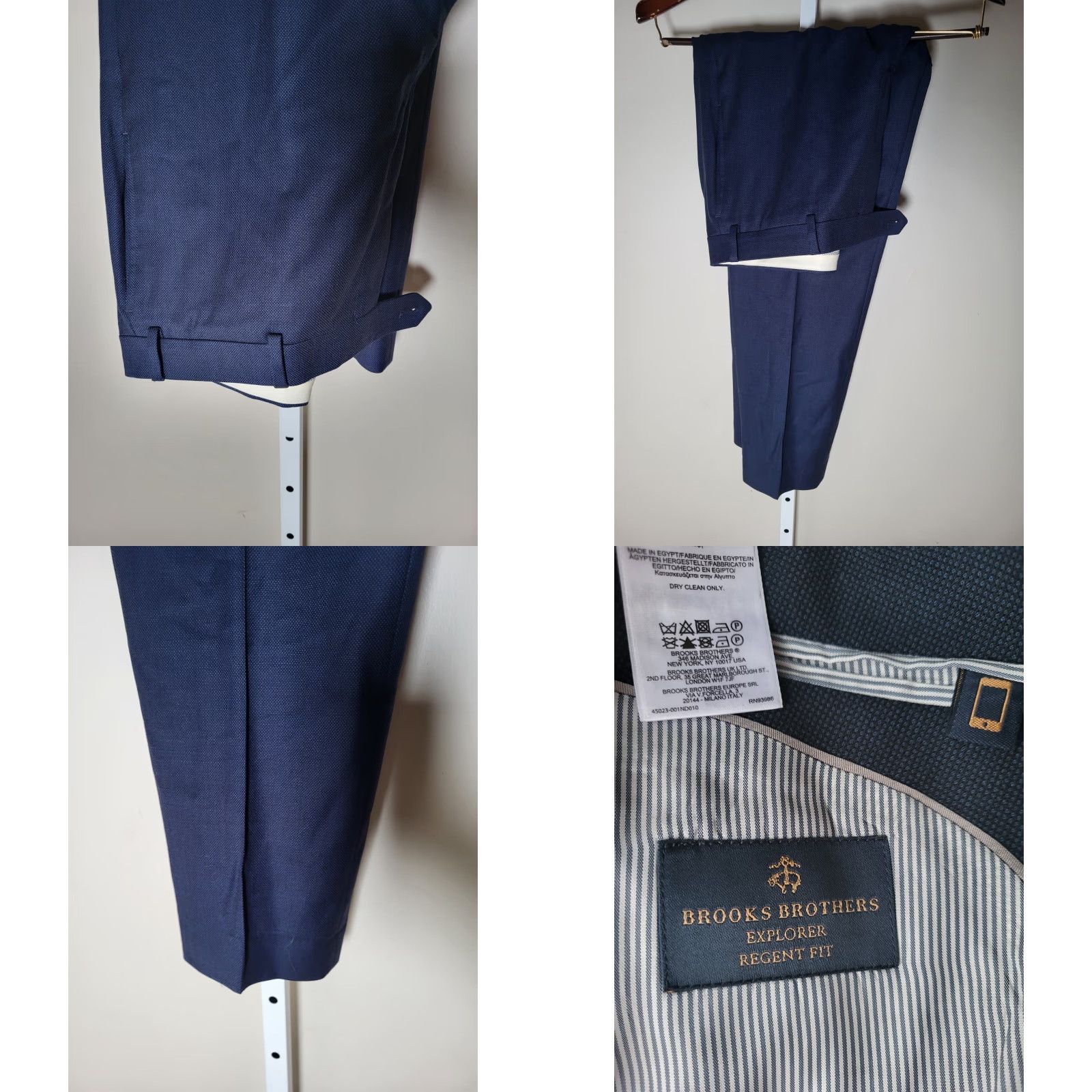 Brooks Brothers Brooks Brothers Regent Blue Black Check Birdseye Suit 46L Jacket Blazer Pant W40 2 Piece Men Size 46R - 8 Thumbnail