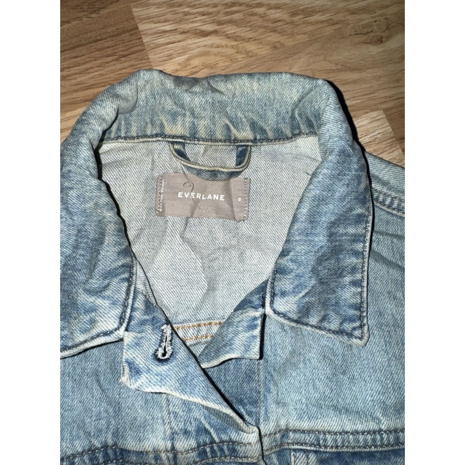 Everlane VINTAGE? No. Everlane Denim Jacket Women M Blue Cotton Classic Moto Rider GUC Jacket - Blue, Denim, Women's, Regular, Short Sleeve? Size M / US 6-8 / IT 42-44 - 2 Thumbnail