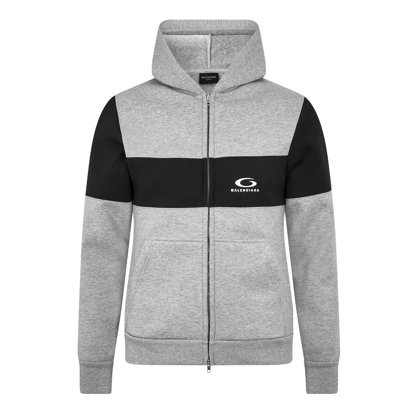 Balenciaga o1g2r1mq0226 Contrast Band Hoodie In Heather Grey/Black Size US L / EU 52-54 / 3 - 1 Thumbnail