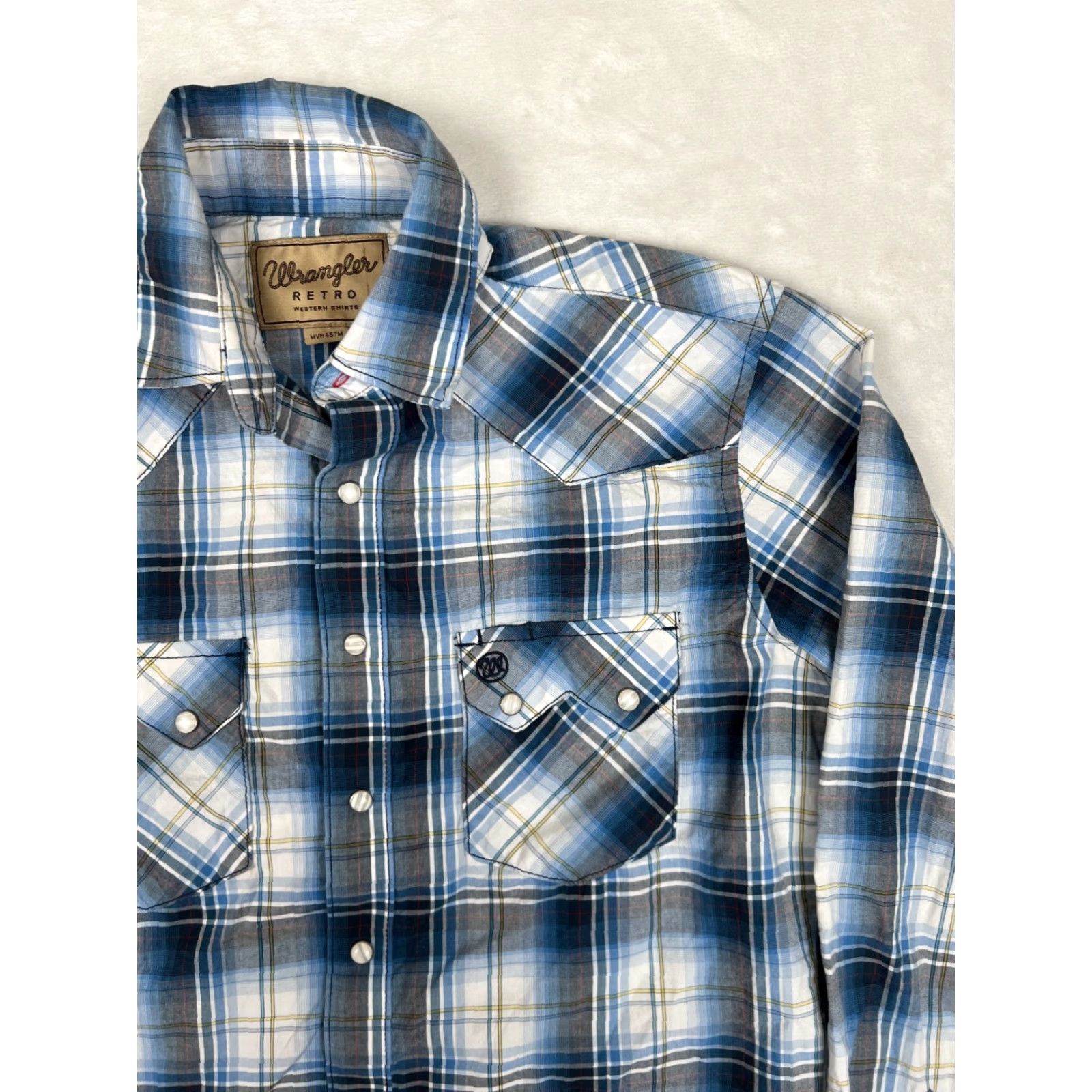Wrangler Wrangler Western Shirt Mens Small Plaid Pearl Snap Long Sleeve Blue Shirt Size US M / EU 48-50 / 2 - 3 Thumbnail