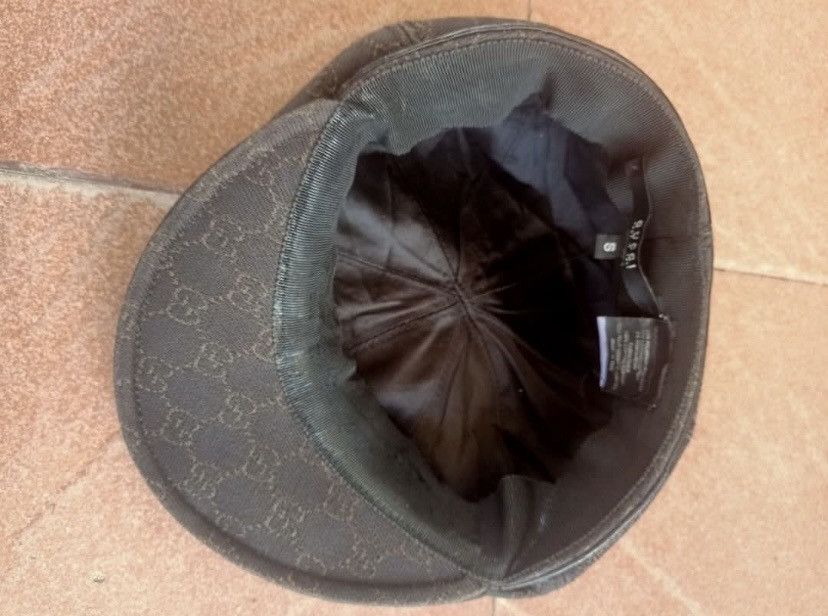 Gucci Vintage Gucci GG pattern leather-trimmed newsboy cap Size ONE SIZE - 4 Thumbnail