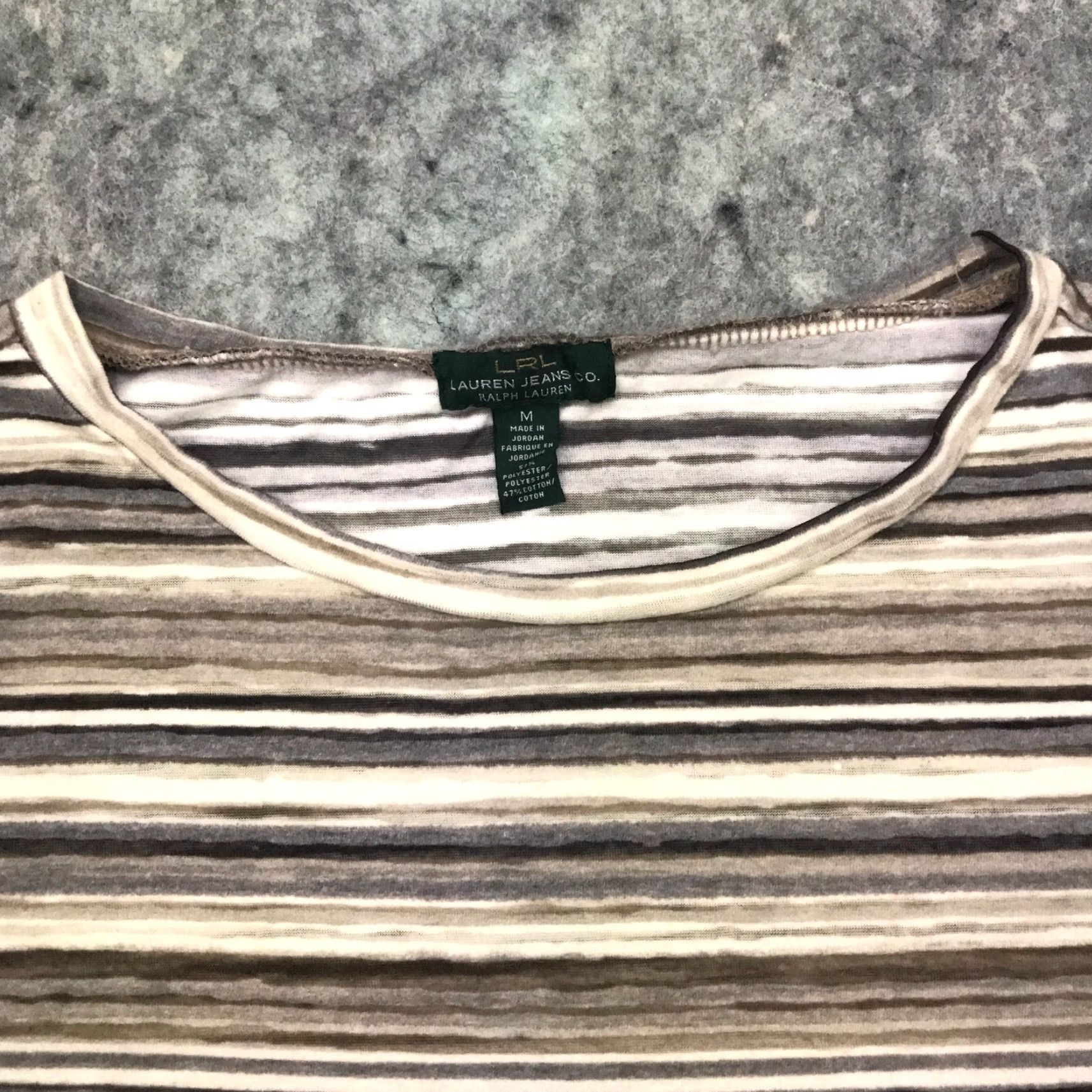 Ralph Lauren Lauren Ralph Lauren Womens Shirt Top Medium Gray Striped Semi-Sheer LRL Size M / US 6-8 / IT 42-44 - 3 Thumbnail