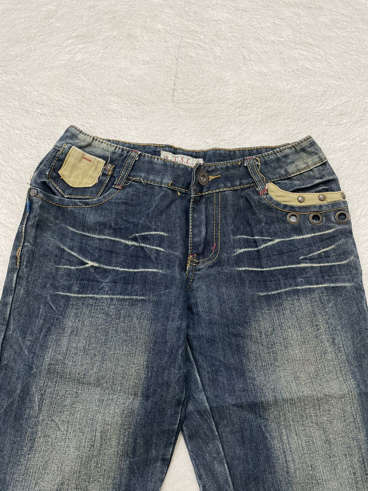 Japanese Brand 00s KSL Archive Japanese Denim Mudwash Jeans Grommet Detail Size US 27 - 5 Thumbnail