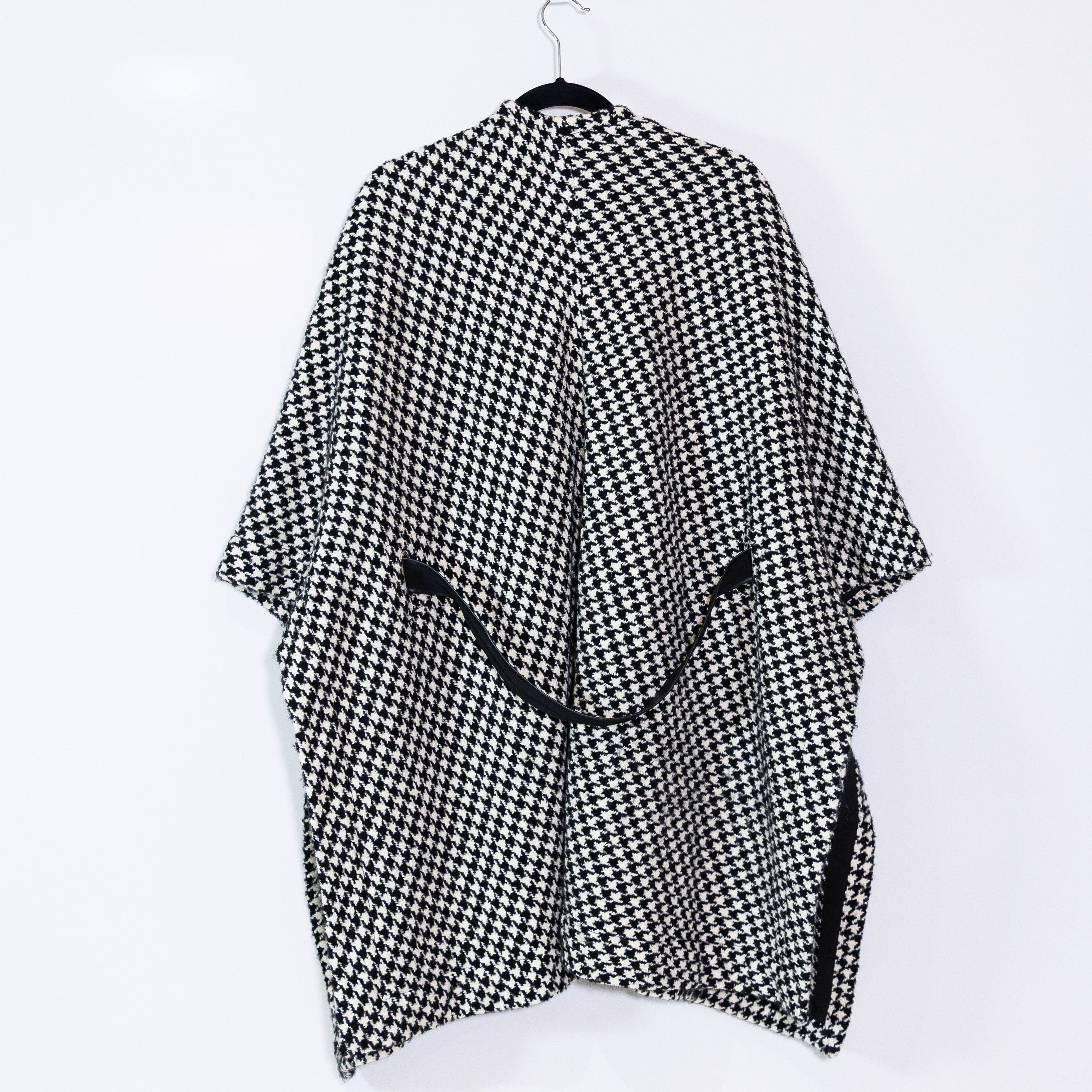 Maje Maje Giro Belted Black White Wool Blend Size L / US 10 / IT 46 - 4 Thumbnail